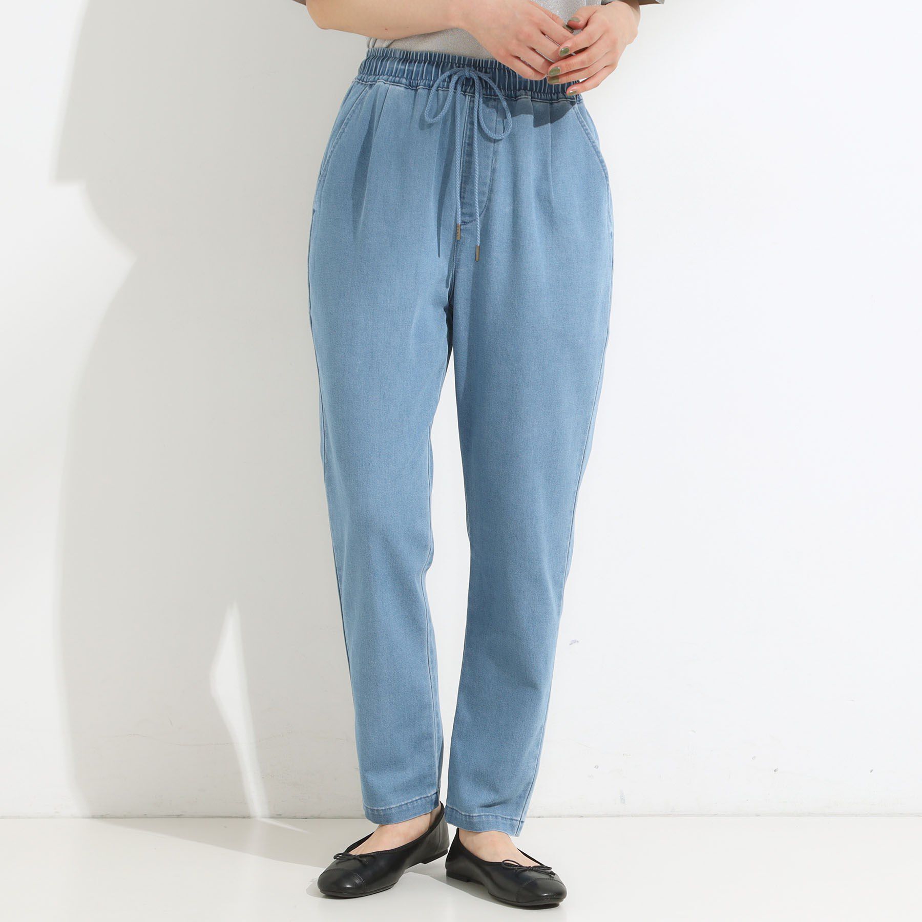 SHOO･LA･RUE「【SS-LL/美脚シルエット】デニムイージーテーパードパンツ」|デニム|