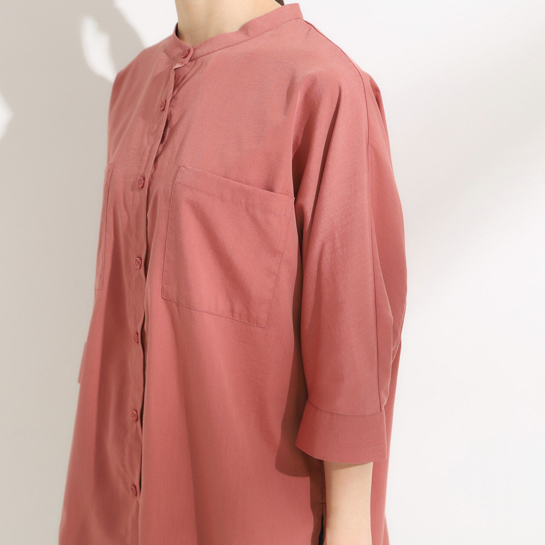 SHOO･LA･RUE「【S-LL/洗濯後しわになりにくい】コットン風 前あきドルマンブラウス」|シャツ・ブラウス|