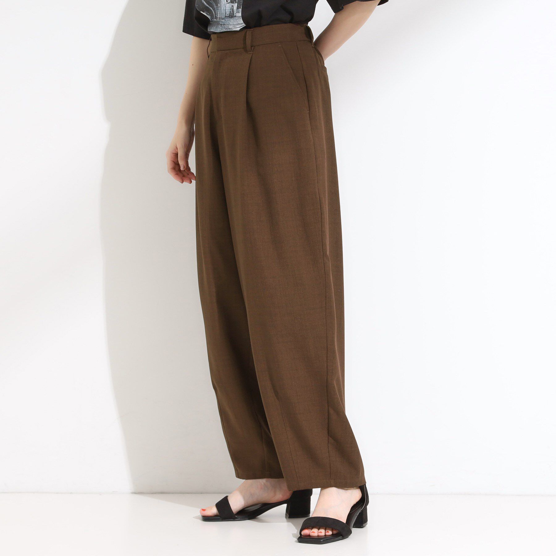 SHOO･LA･RUE「【セットアップ可】さらりと軽やか 麻調ゆるカーブパンツ」|その他|