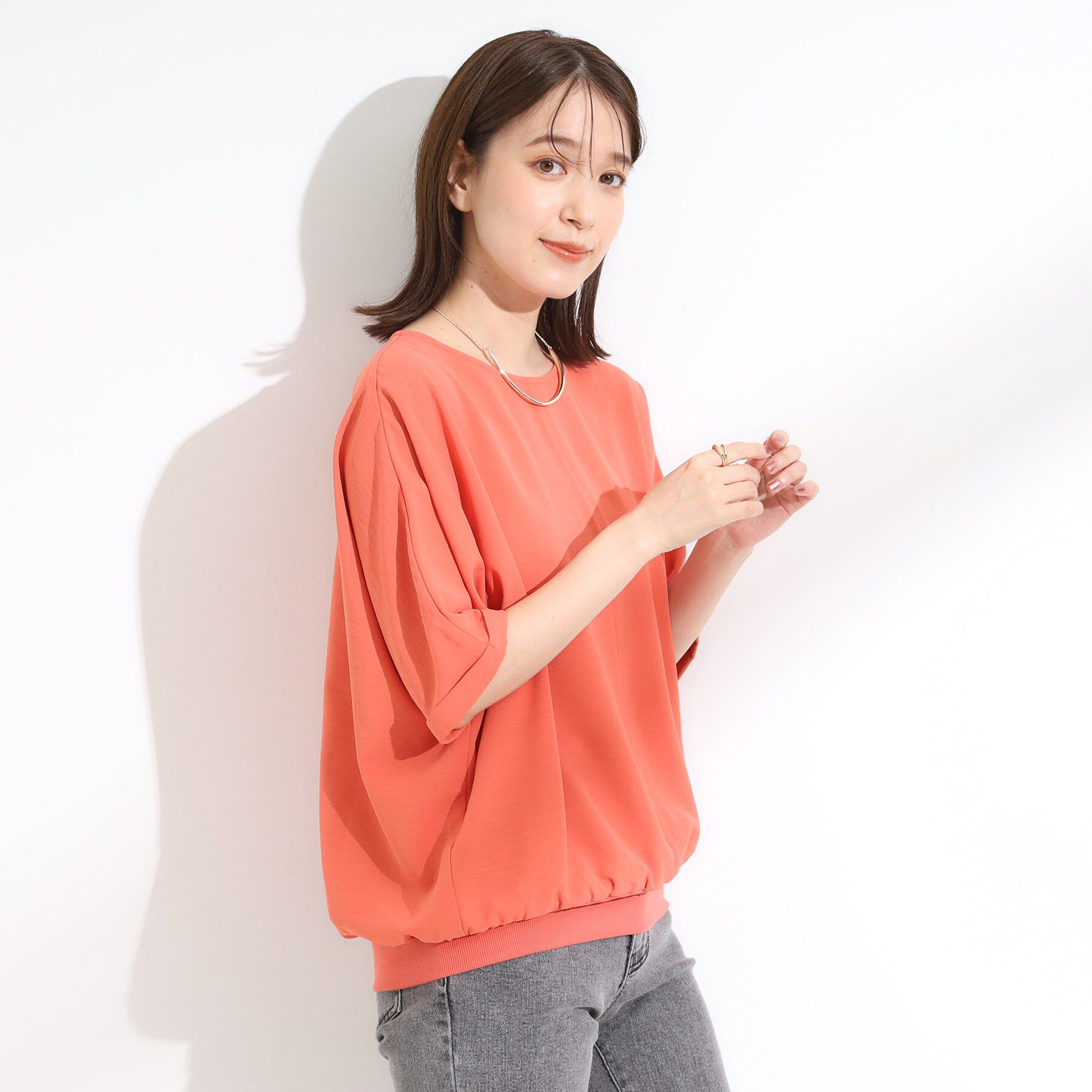 SHOO･LA･RUE「【洗濯後しわになりにくい】さらっとタッチの 5分袖ドルマンブラウス」|シャツ・ブラウス|