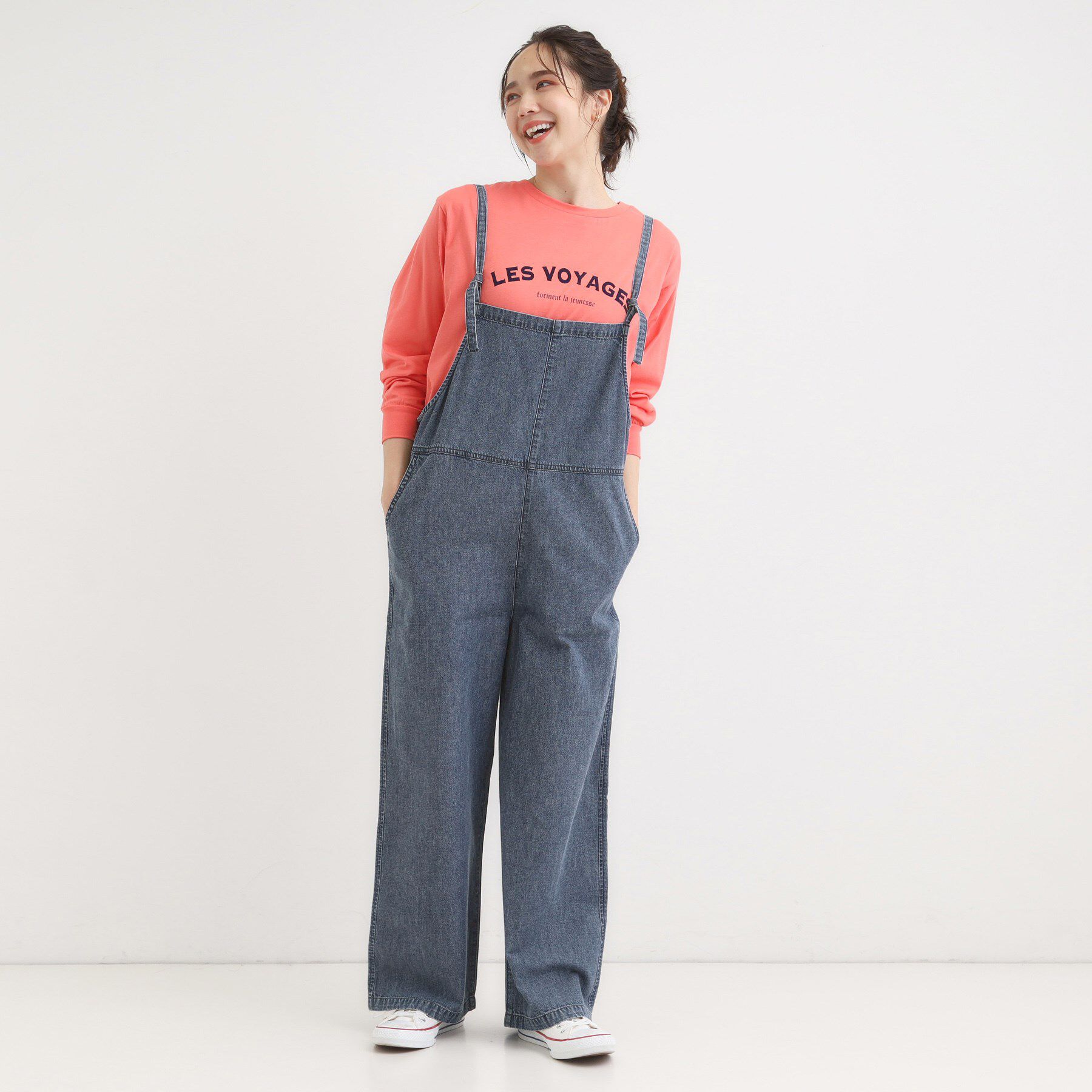 SHOO･LA･RUE「【S-LL】大人のための デニムサロペット」|オールインワン|