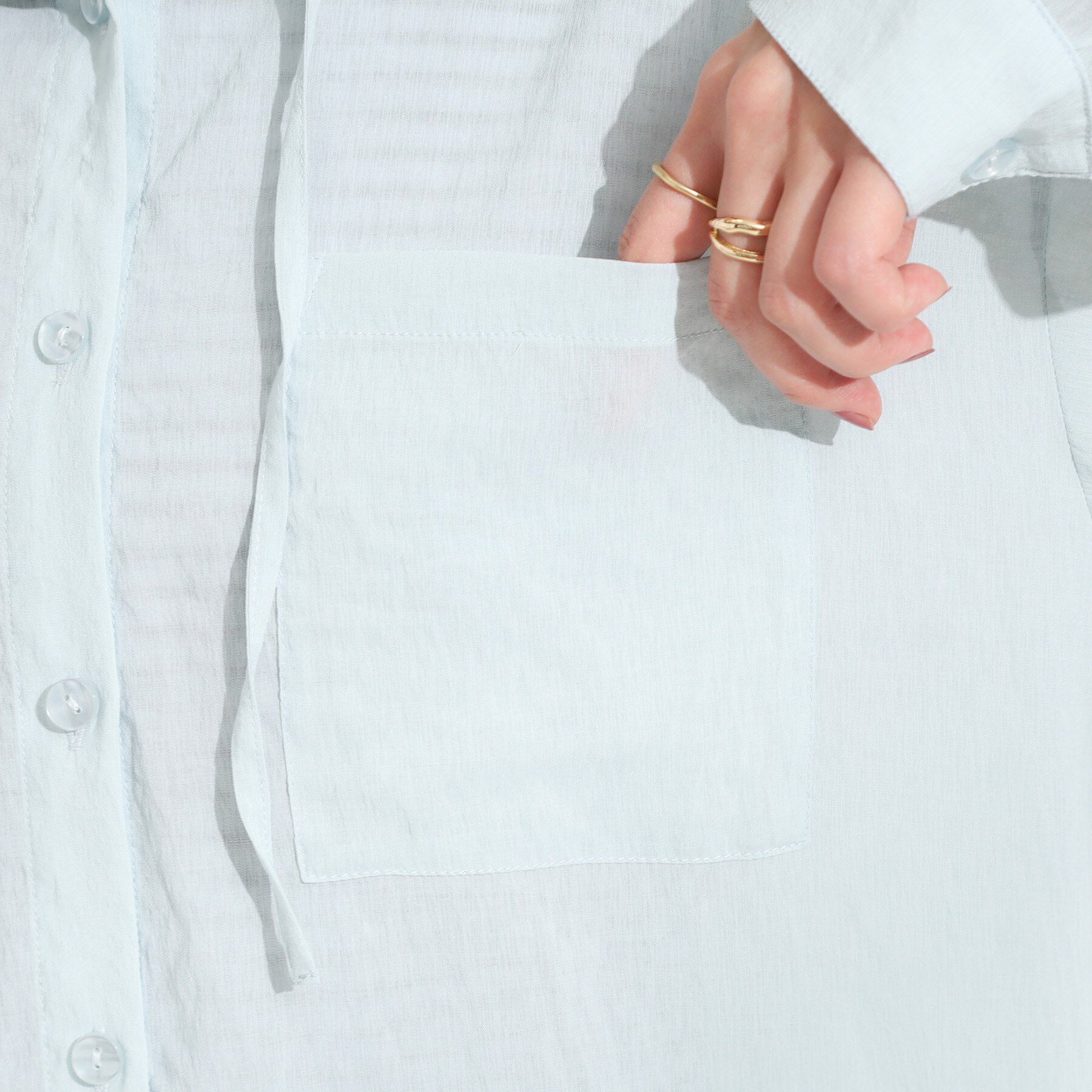 SHOO･LA･RUE「【S-LL】大人の抜け感 シアーフードシャツ」|シャツ・ブラウス|