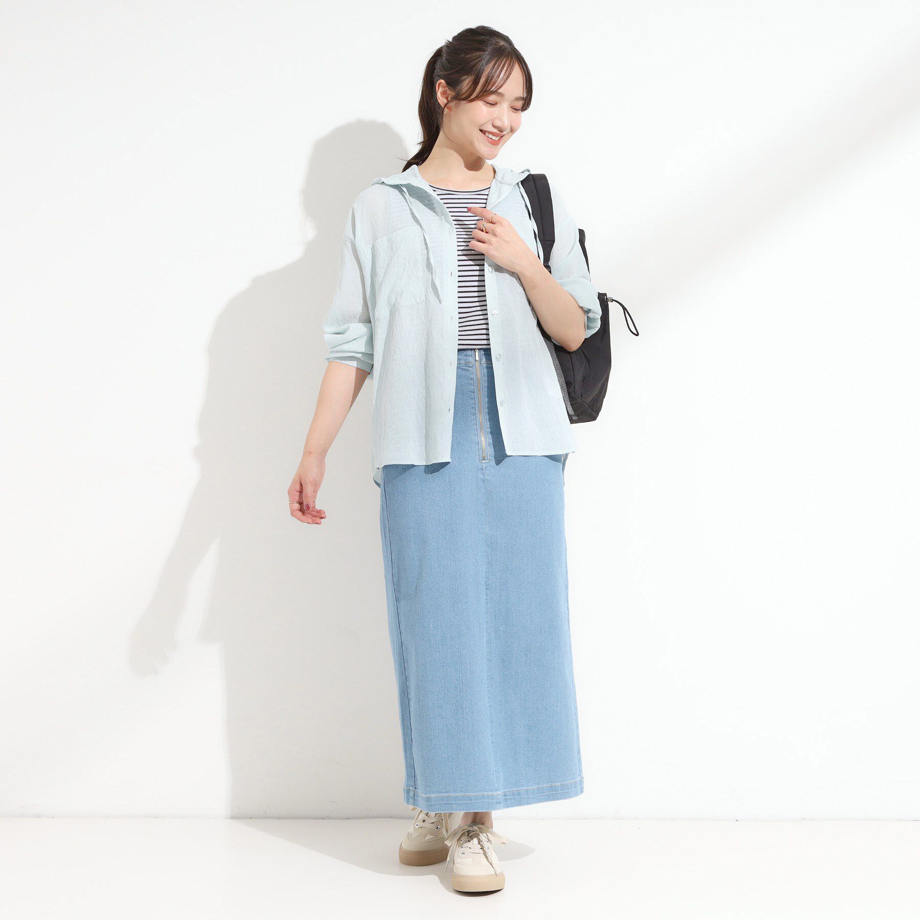 SHOO･LA･RUE「【S-LL】大人の抜け感 シアーフードシャツ」|シャツ・ブラウス|