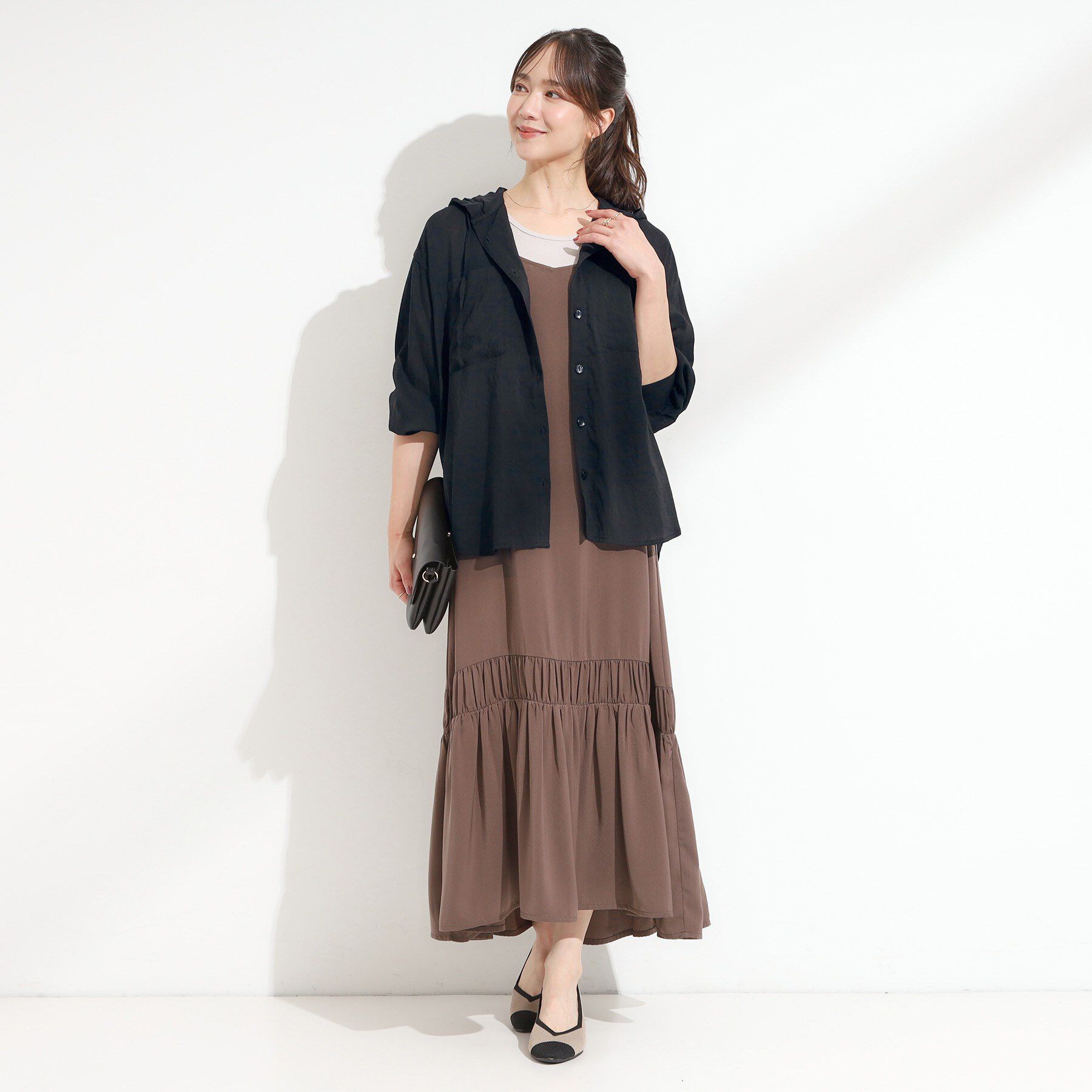 SHOO･LA･RUE「【S-LL】大人の抜け感 シアーフードシャツ」|シャツ・ブラウス|