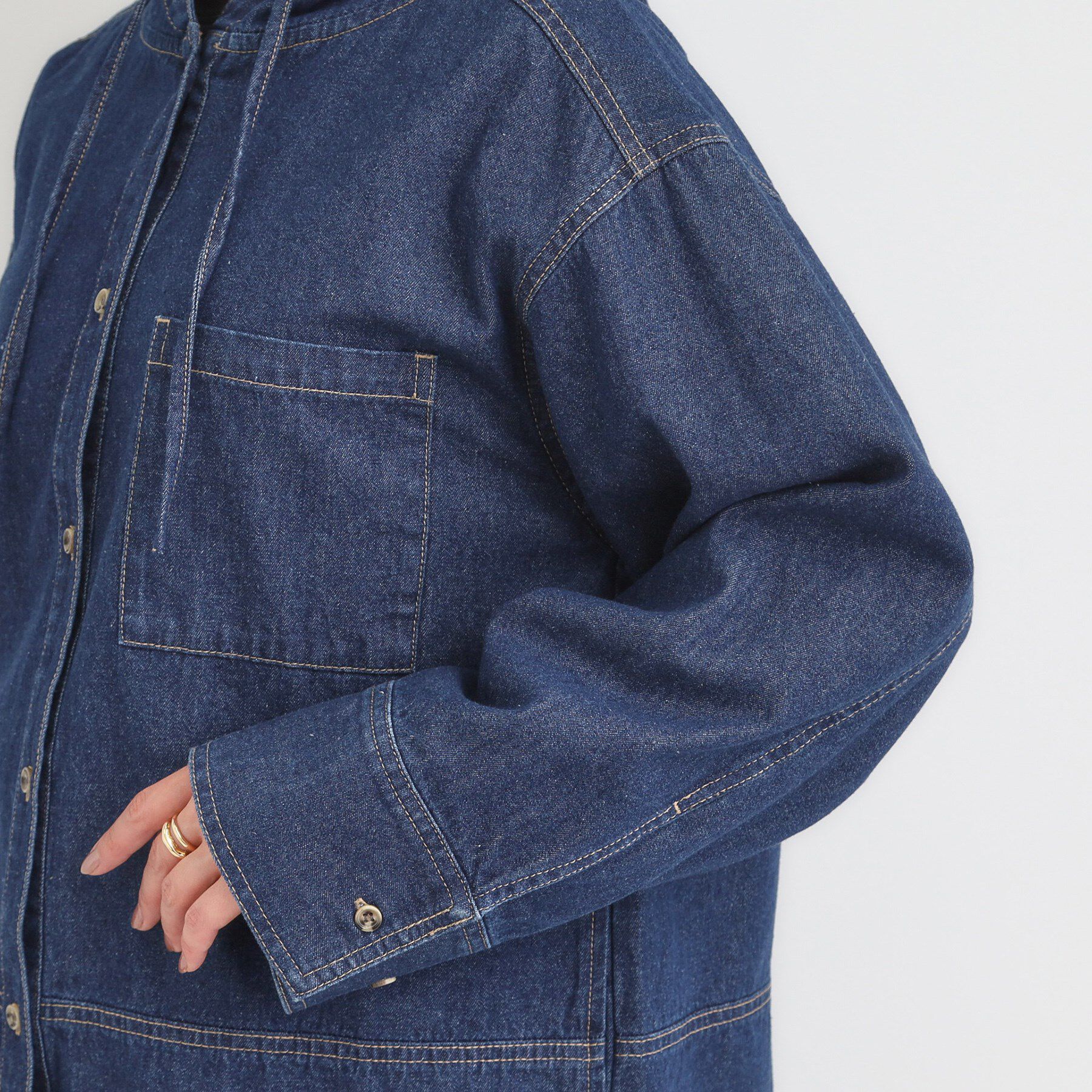 SHOO･LA･RUE「【S-LL】こなれ感ある着こなしに デニムフーディーブルゾン」|デニムジャケット|