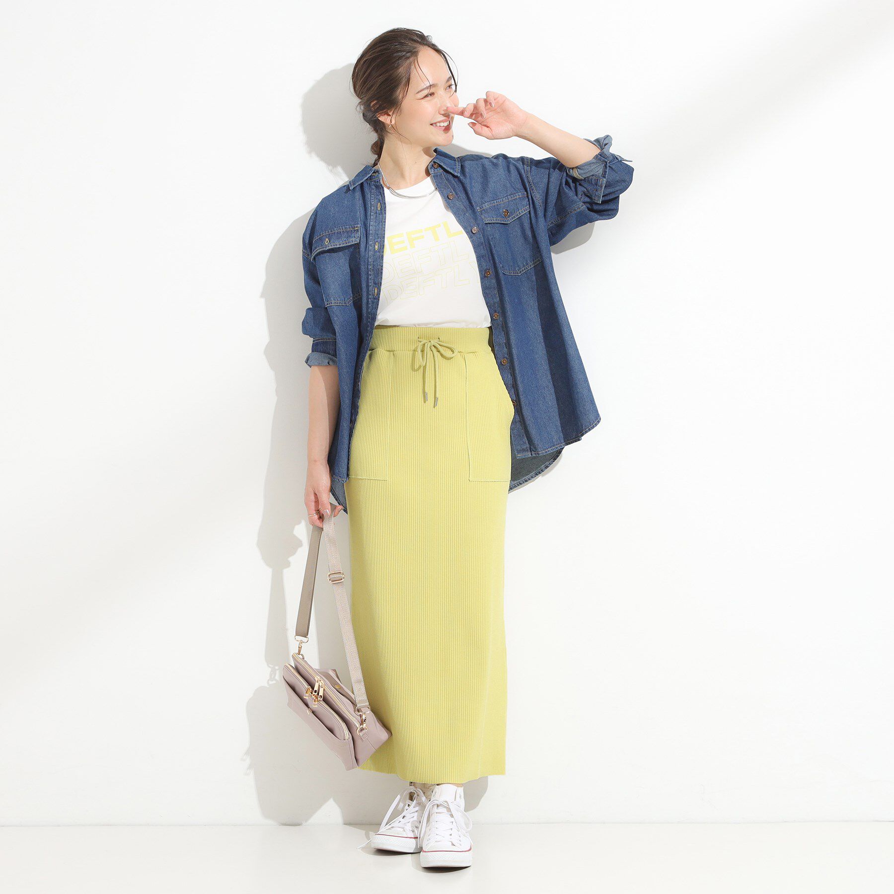 SHOO･LA･RUE「【セルフカット可/吸水速乾/抗菌防臭】着回ししやすい カットリブナロースカート」|スカート|