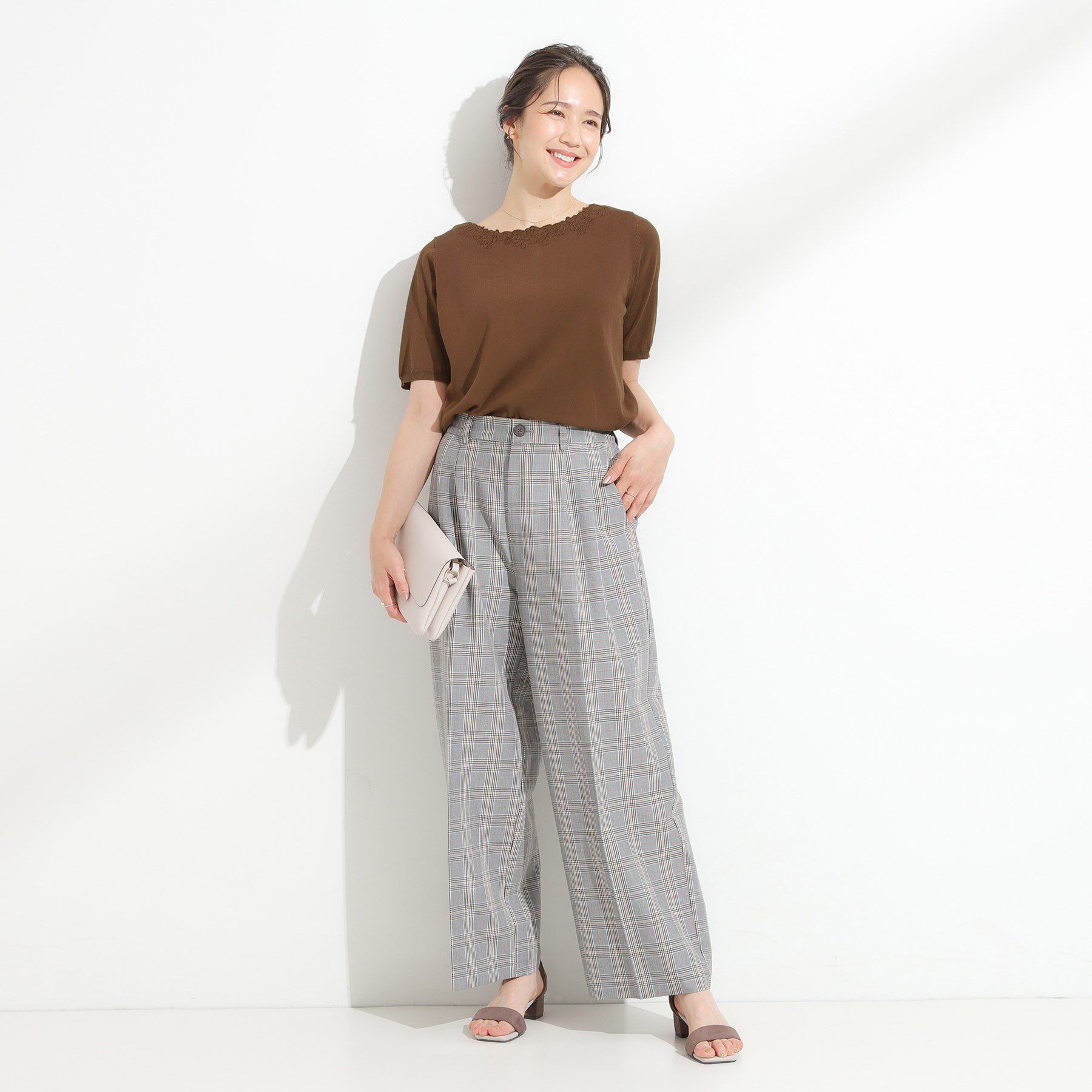 SHOO･LA･RUE「【洗える/S-LL/前後2WAY】きれい見え 刺繍ニットカーディガン」|カーディガン|