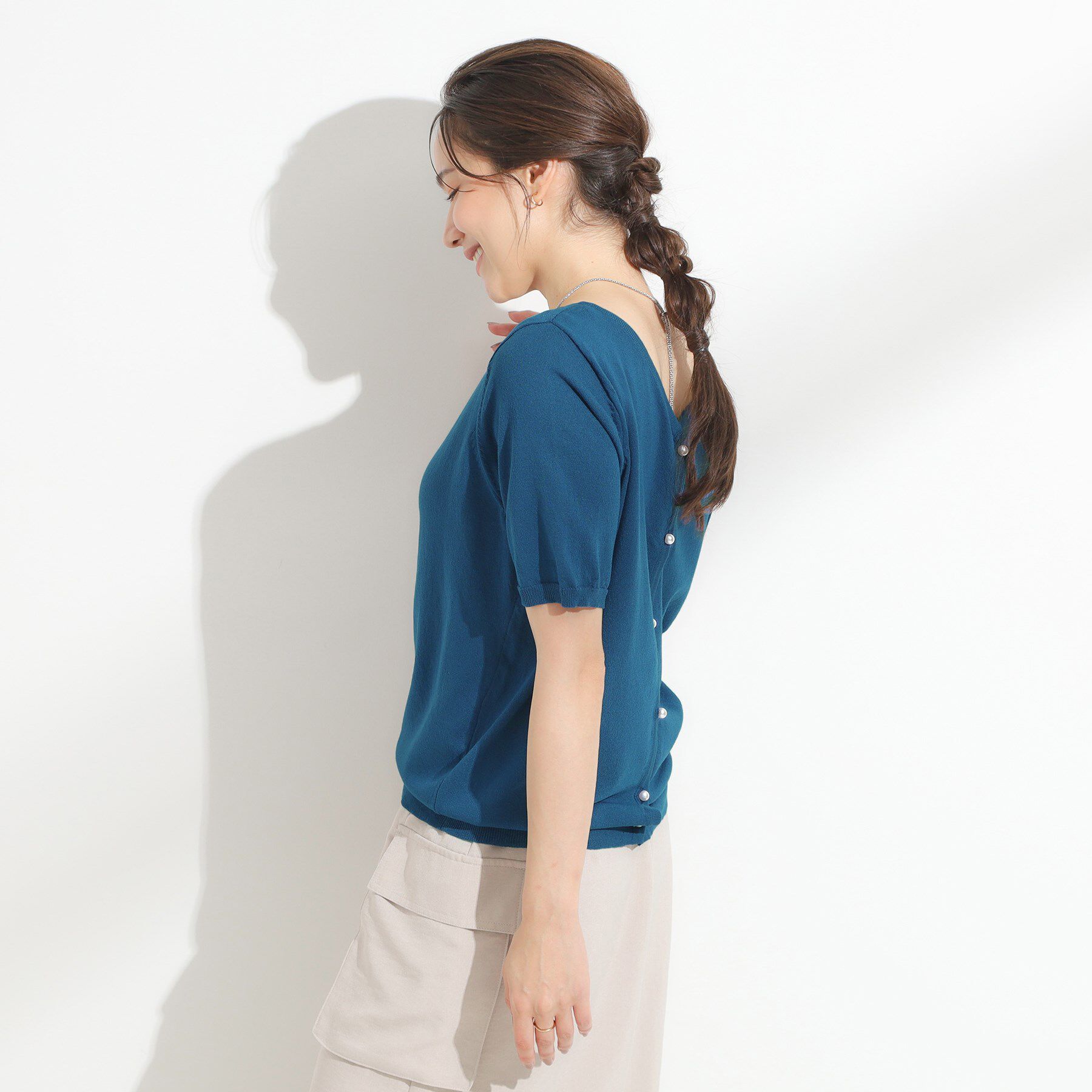 SHOO･LA･RUE「【洗える/S-LL/前後2WAY】きれい見え 刺繍ニットカーディガン」|カーディガン|