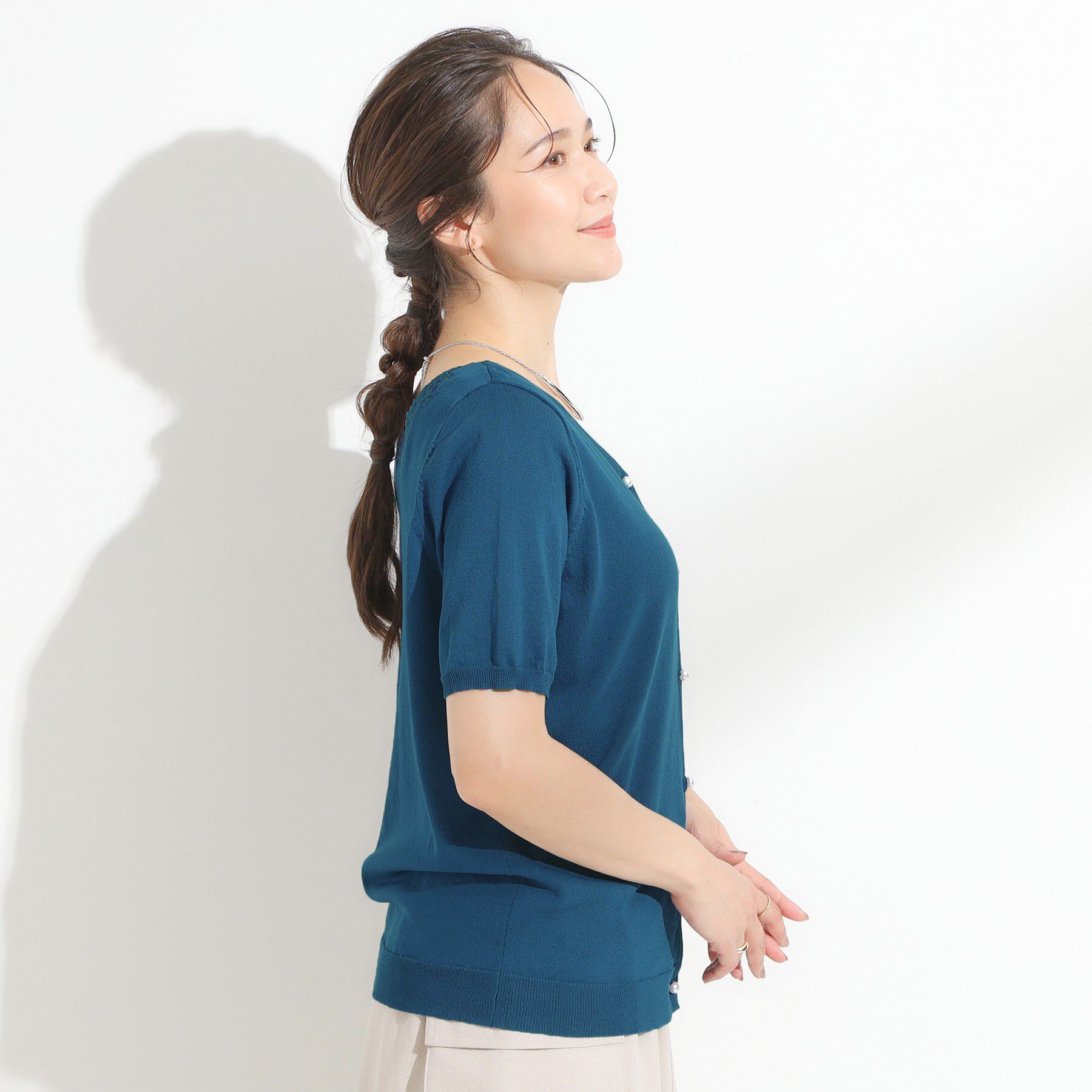 SHOO･LA･RUE「【洗える/S-LL/前後2WAY】きれい見え 刺繍ニットカーディガン」|カーディガン|