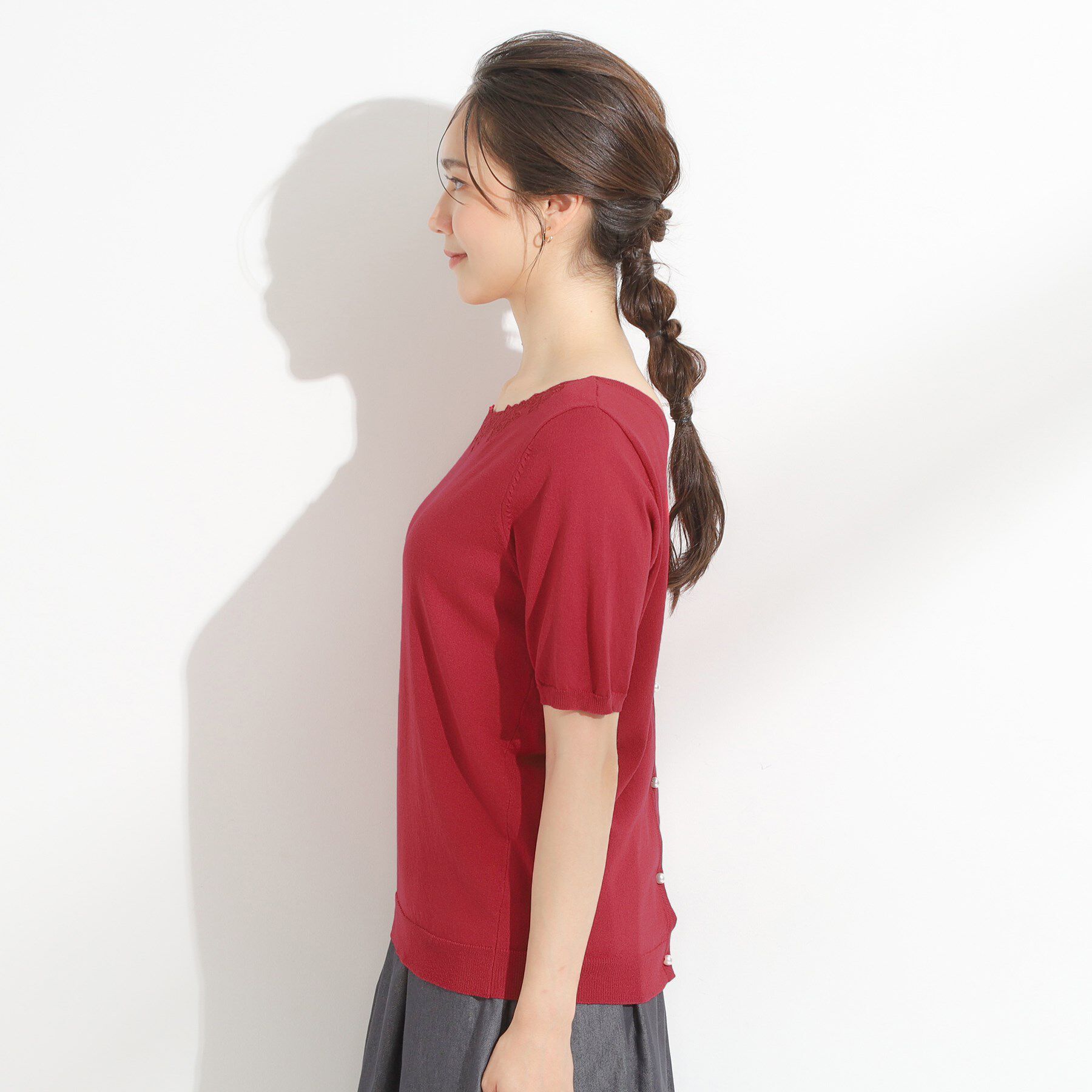 SHOO･LA･RUE「【洗える/S-LL/前後2WAY】きれい見え 刺繍ニットカーディガン」|カーディガン|