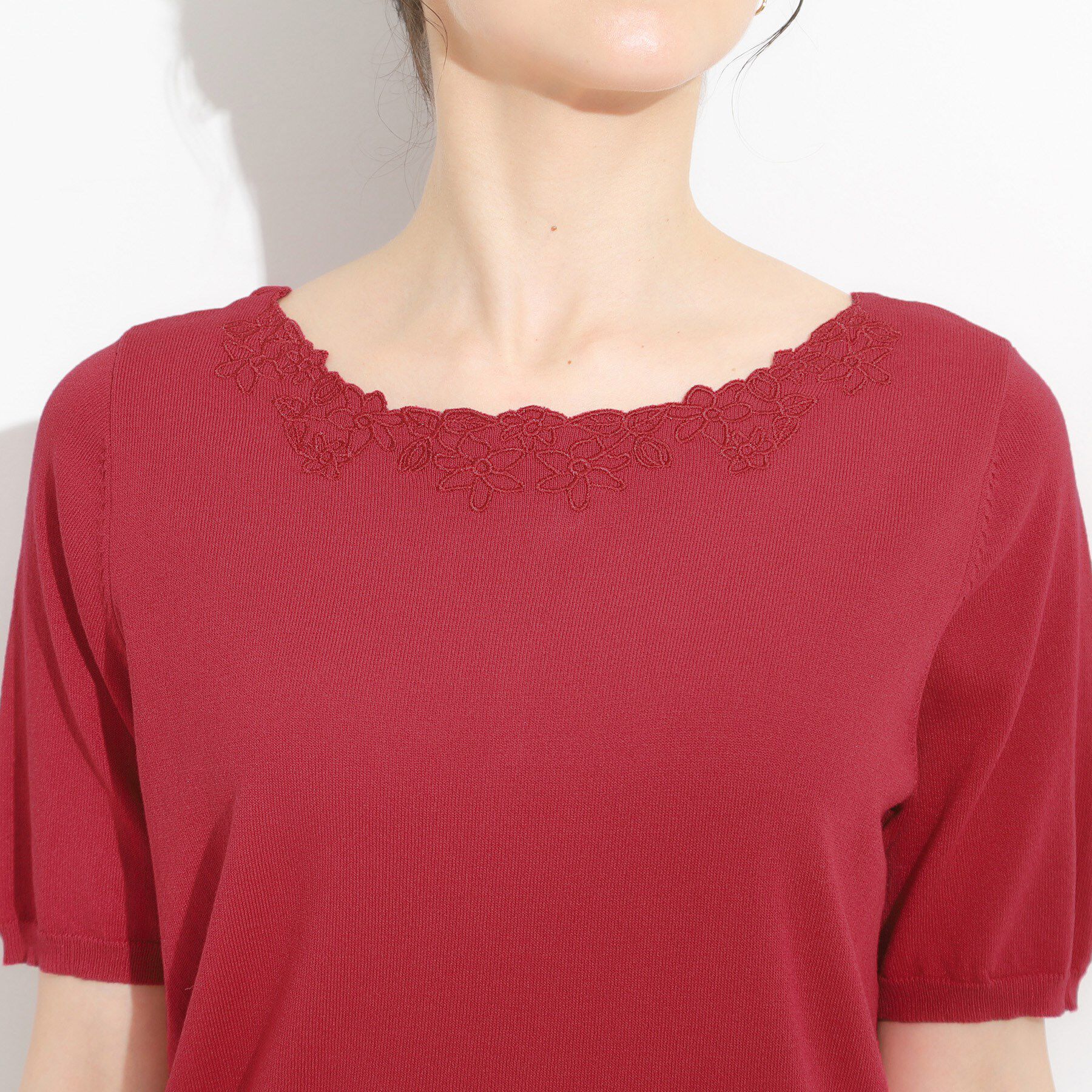 SHOO･LA･RUE「【洗える/S-LL/前後2WAY】きれい見え 刺繍ニットカーディガン」|カーディガン|