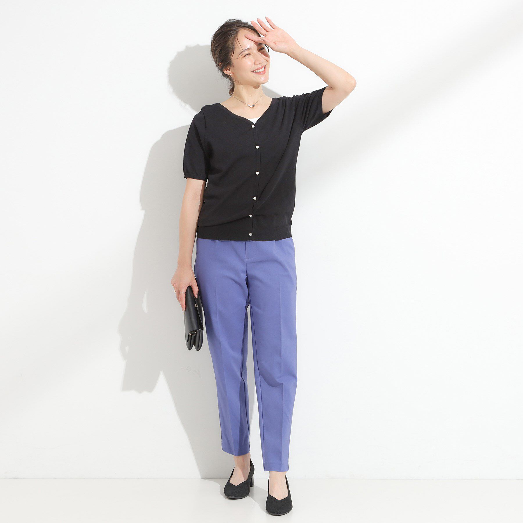 SHOO･LA･RUE「【洗える/S-LL/前後2WAY】きれい見え 刺繍ニットカーディガン」|カーディガン|