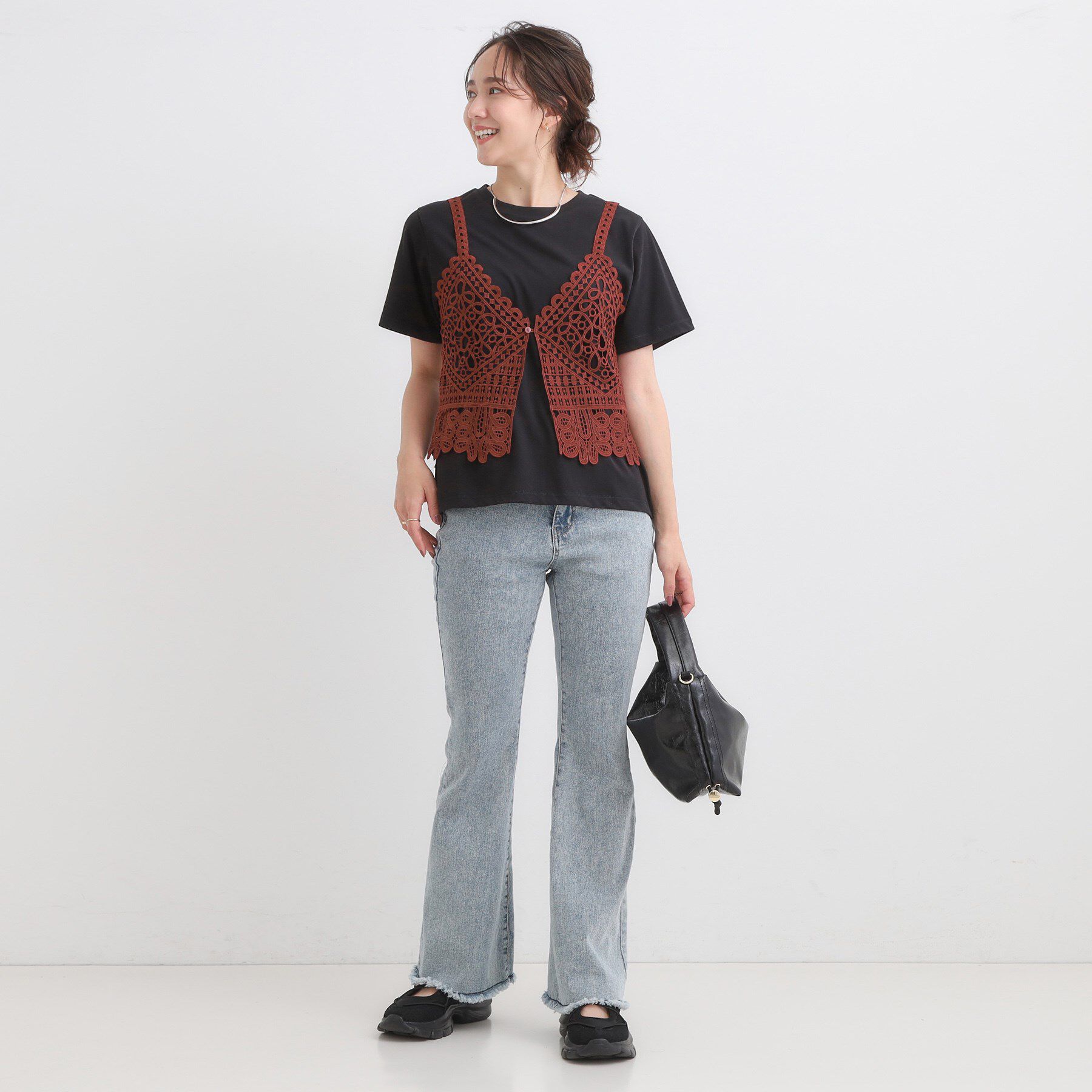 SHOO･LA･RUE「【2点セット/ひんやり】レースビスチェ＋Tシャツ」|その他|