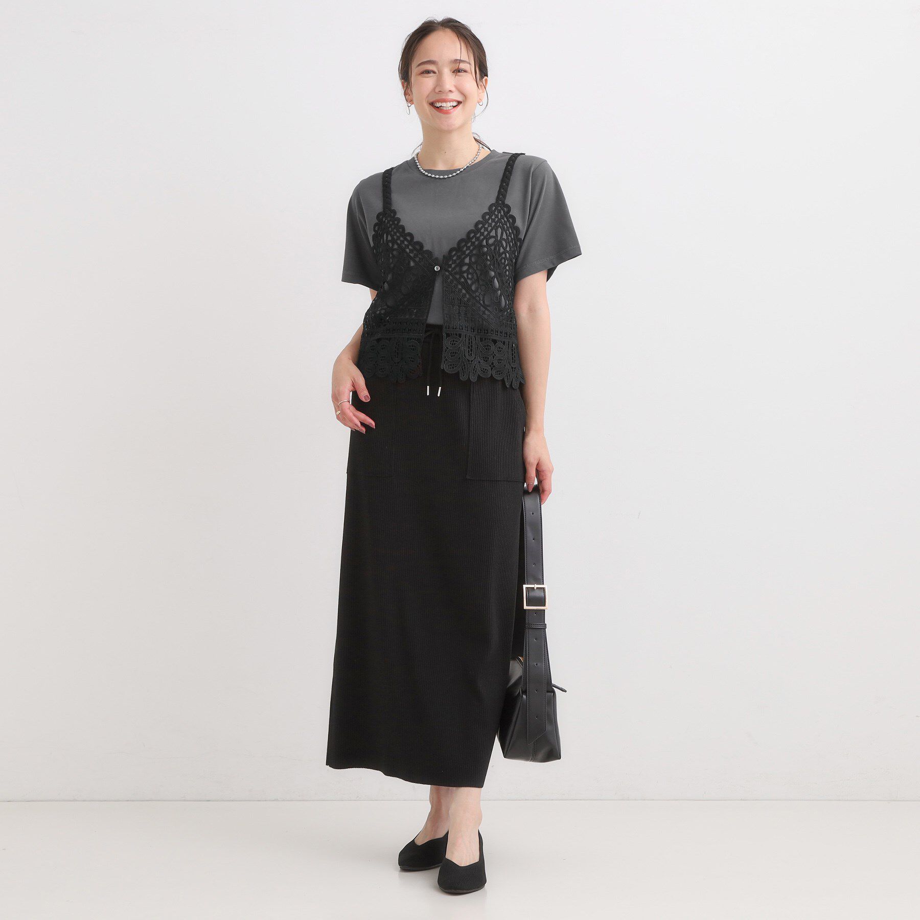 SHOO･LA･RUE「【2点セット/ひんやり】レースビスチェ＋Tシャツ」|その他|