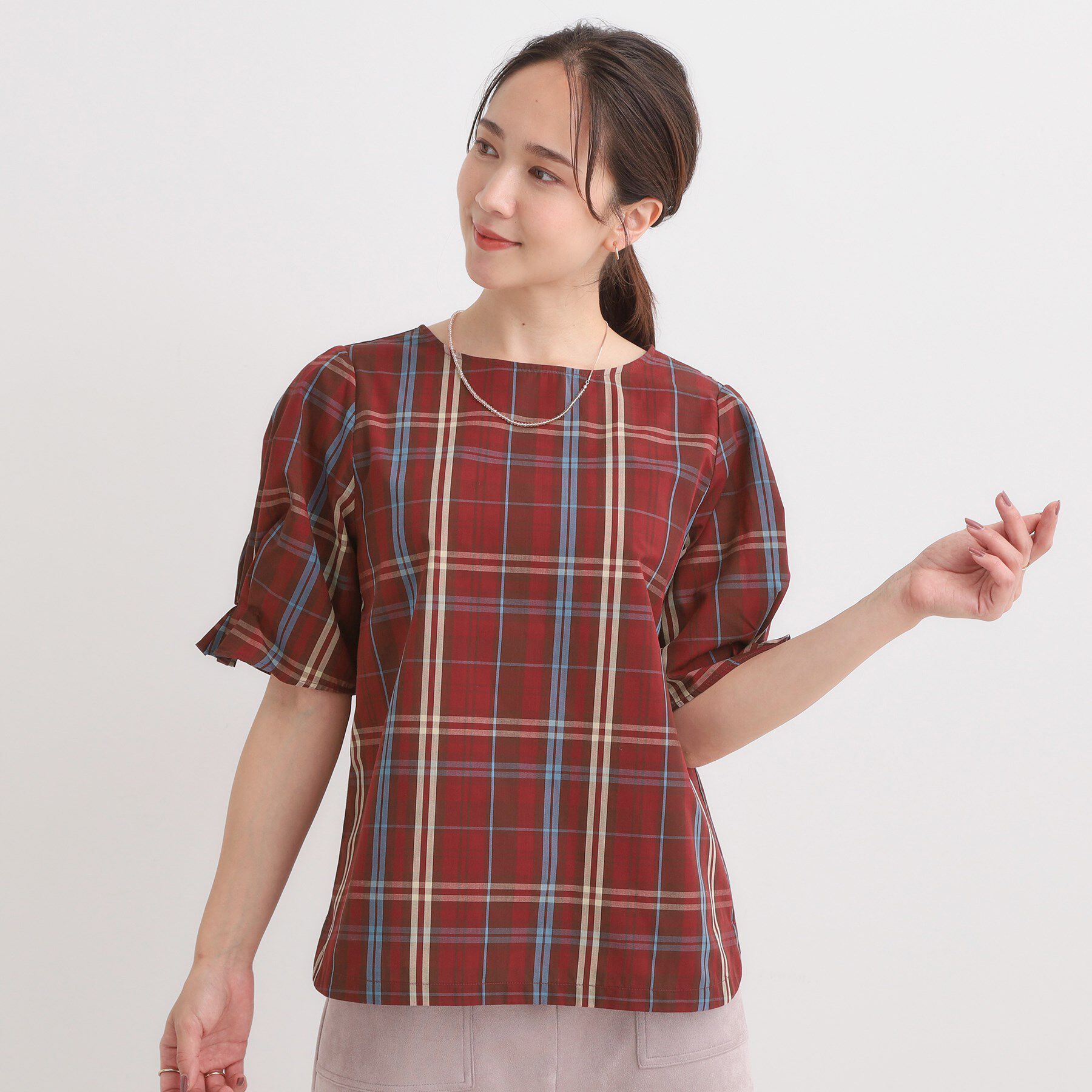 SHOO･LA･RUE「【S-LL/5分袖】お袖タックできれいに魅せる 大人のフェミニンブラウス」|シャツ・ブラウス|