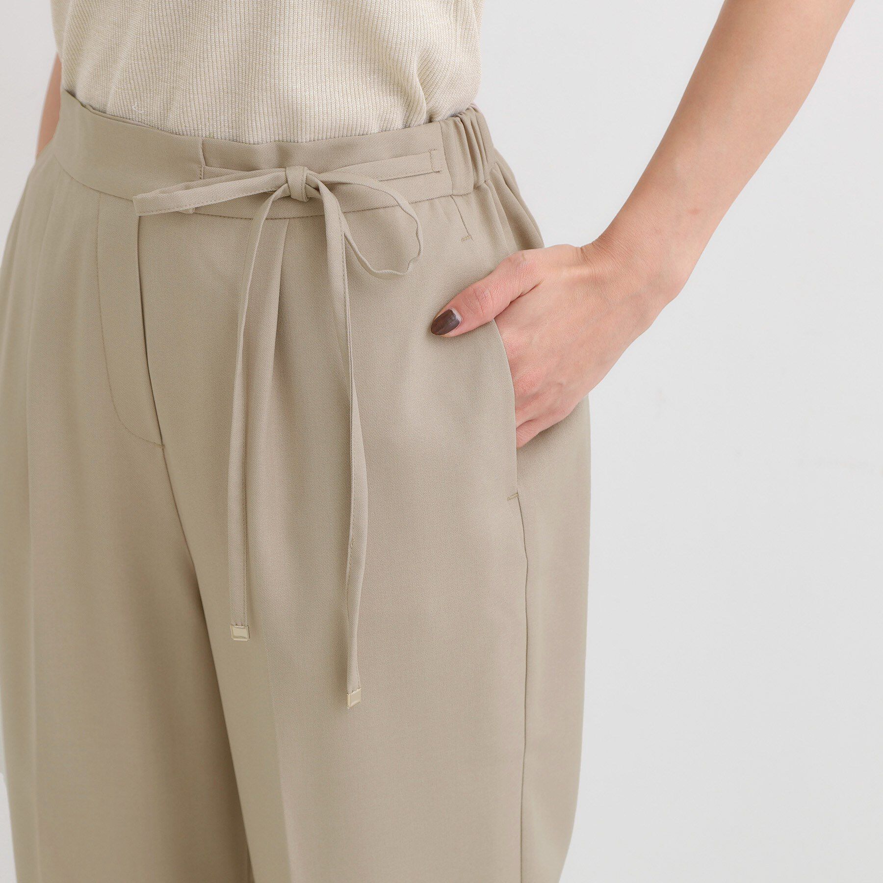 SHOO･LA･RUE「【S-LL】ウエストリボンがアクセント ゆったりテーパードパンツ」|その他|