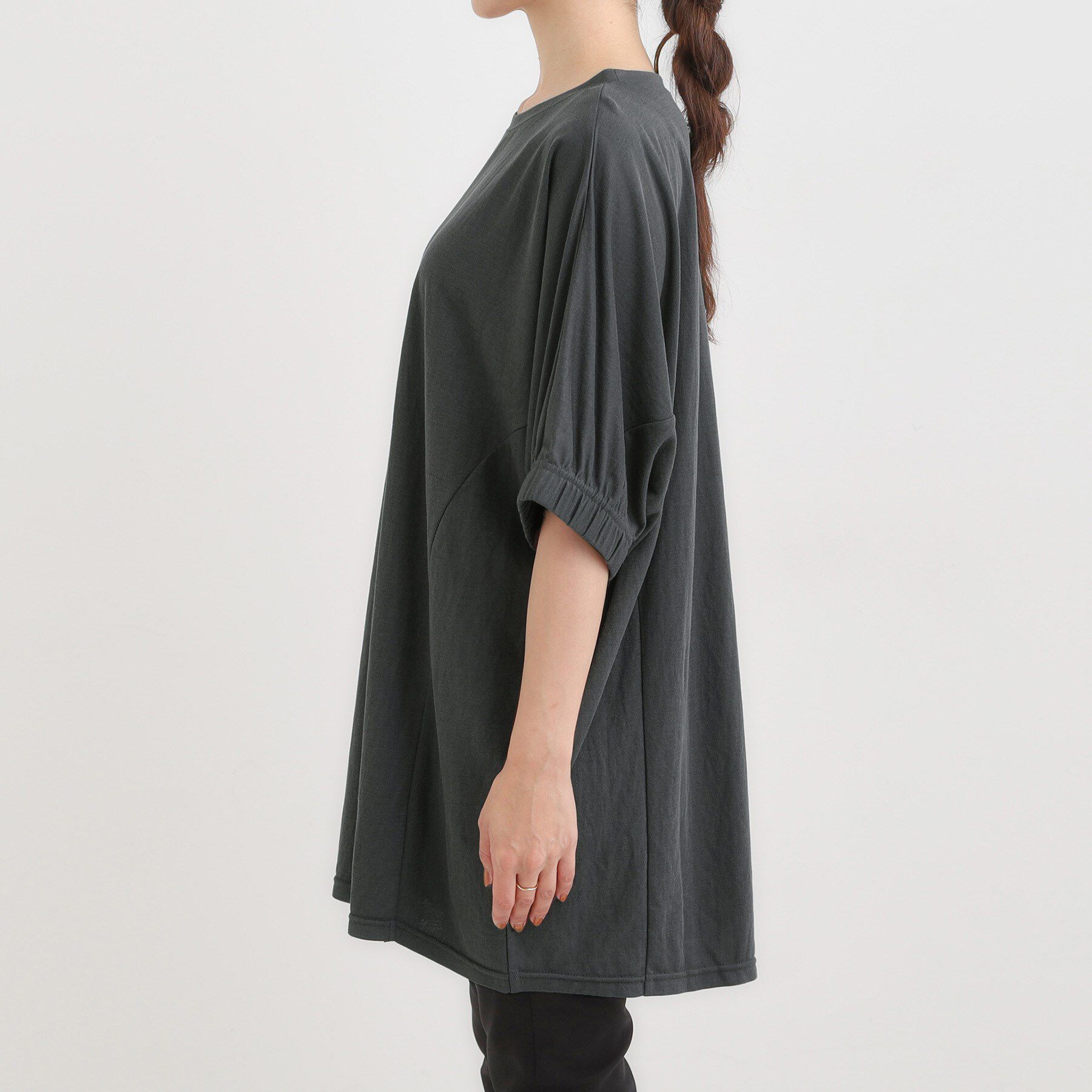 SHOO･LA･RUE「【S-LL/ひんやり】さらさらタッチが心地よい コクーンシルエットチュニック」|チュニック|