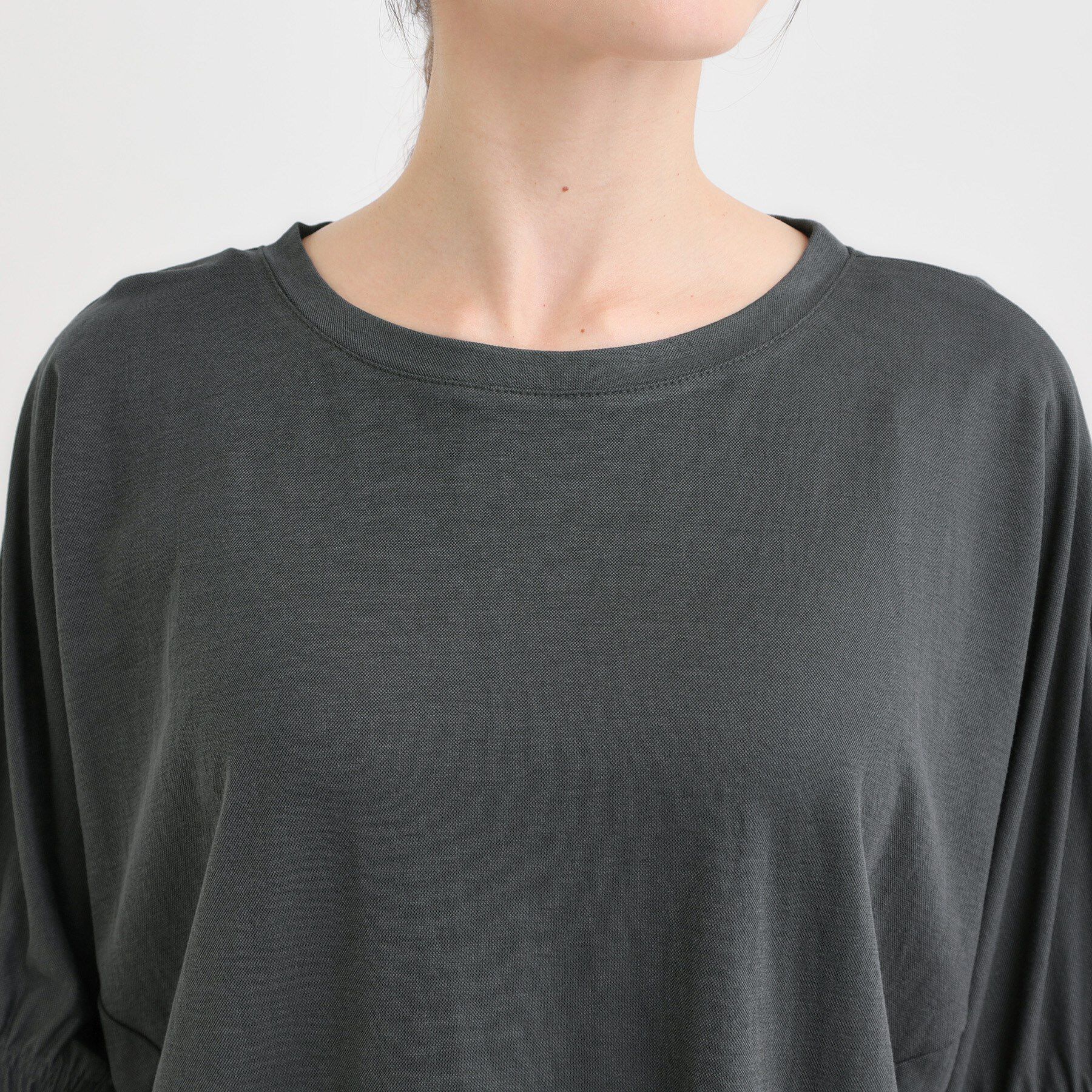 SHOO･LA･RUE「【S-LL/ひんやり】さらさらタッチが心地よい コクーンシルエットチュニック」|チュニック|