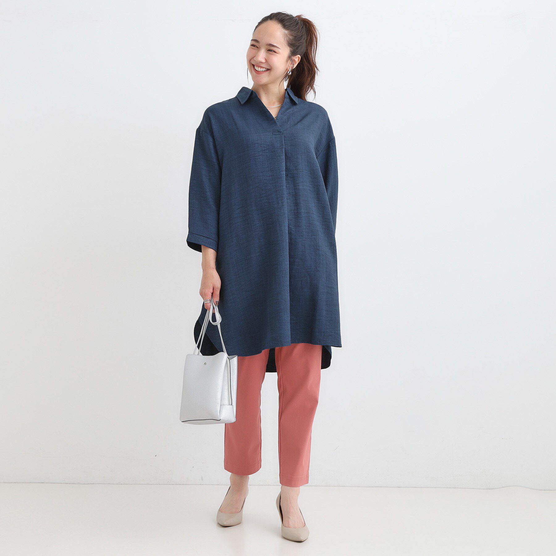 SHOO･LA･RUE「【S-LL/体型カバー】さらっとしたタッチが魅力 デニムライクチュニック」|チュニック|