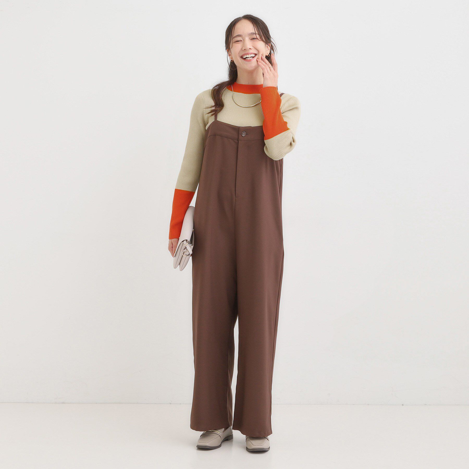 SHOO･LA･RUE「【洗濯機可/S-LL】配色使いがアクセント リブハイネックインナー」|ニット・セーター|