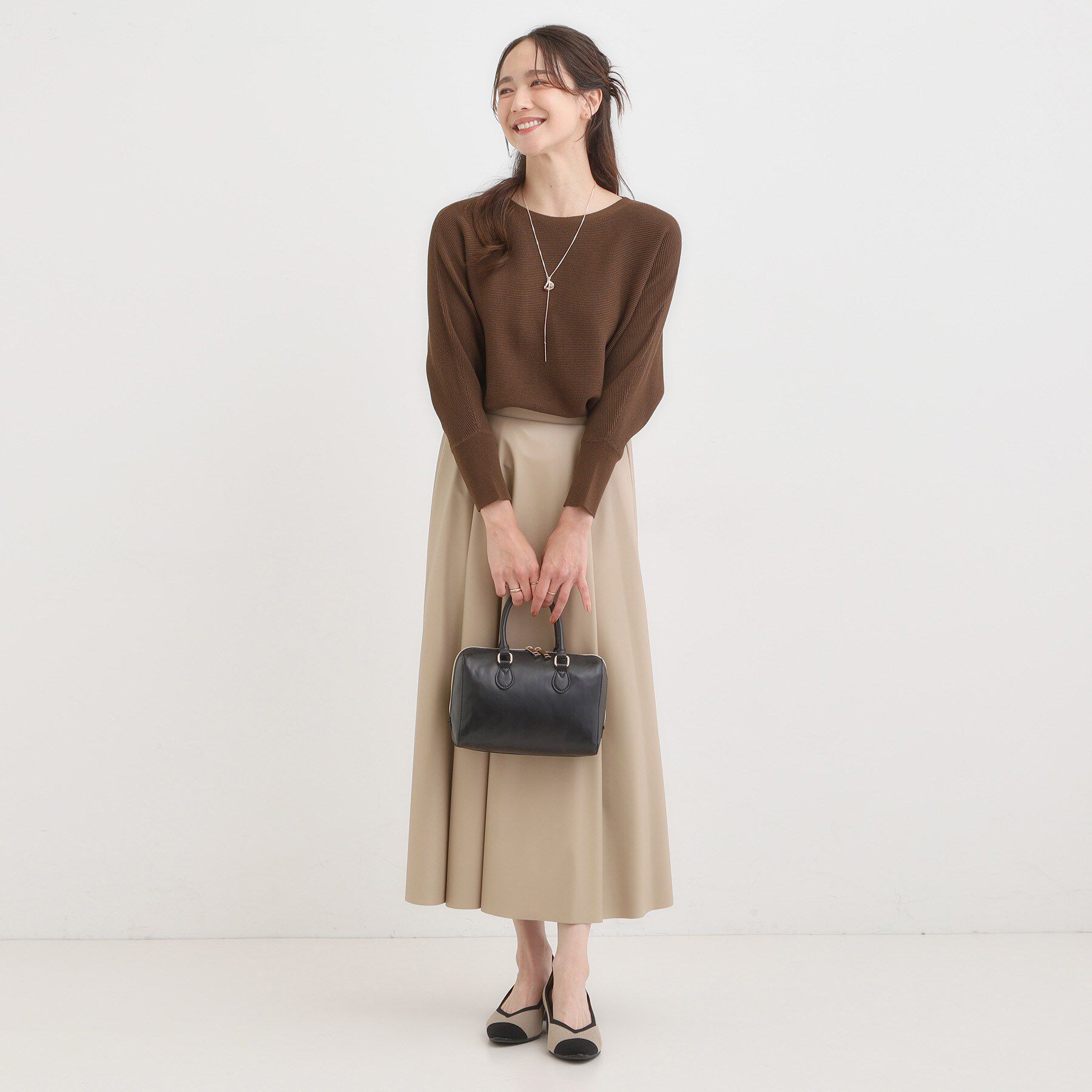 SHOO･LA･RUE「【洗える/毛玉になりにくい/UV】 ガータードルマン 7分袖ニット」|ニット・セーター|