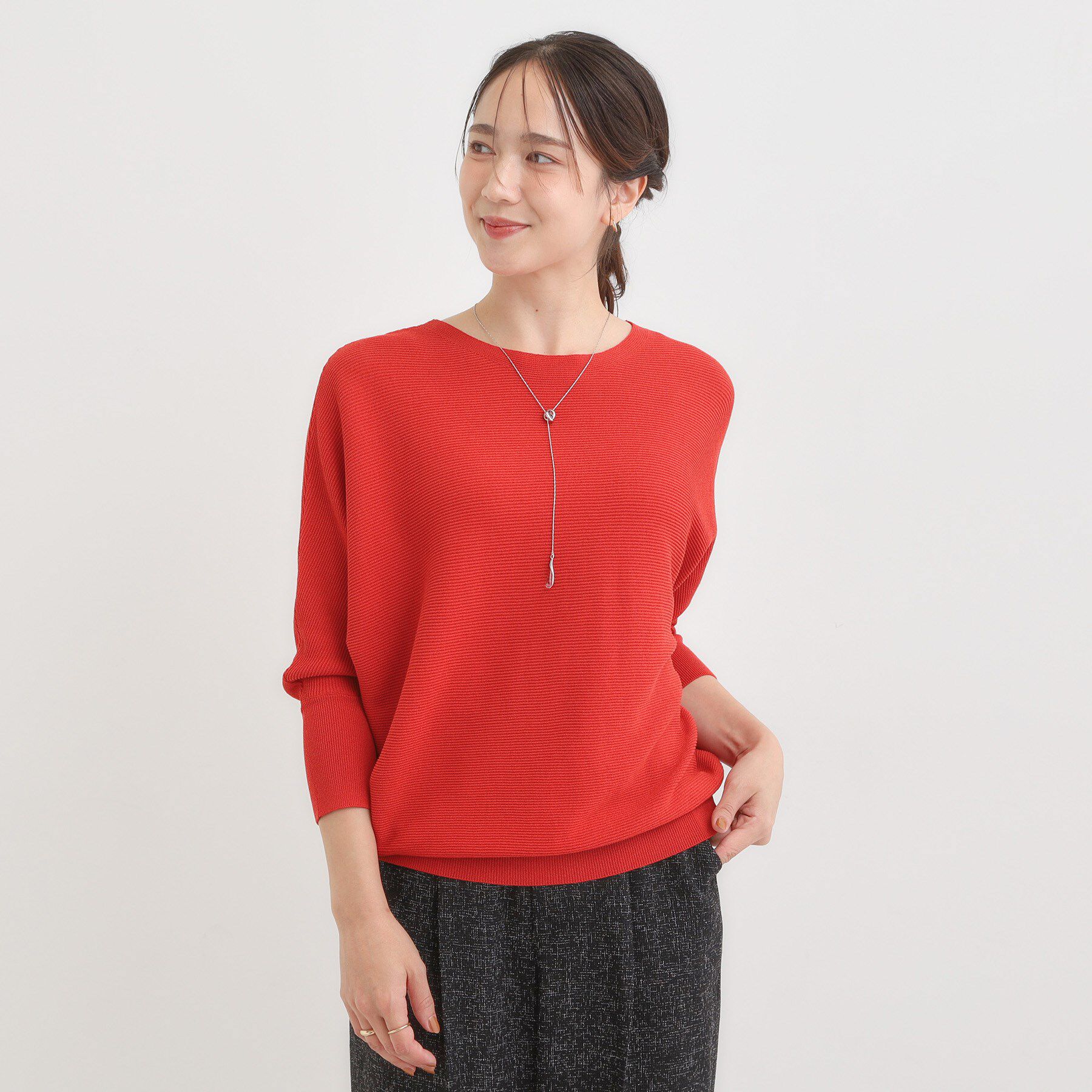 SHOO･LA･RUE「【洗える/毛玉になりにくい/UV】 ガータードルマン 7分袖ニット」|ニット・セーター|