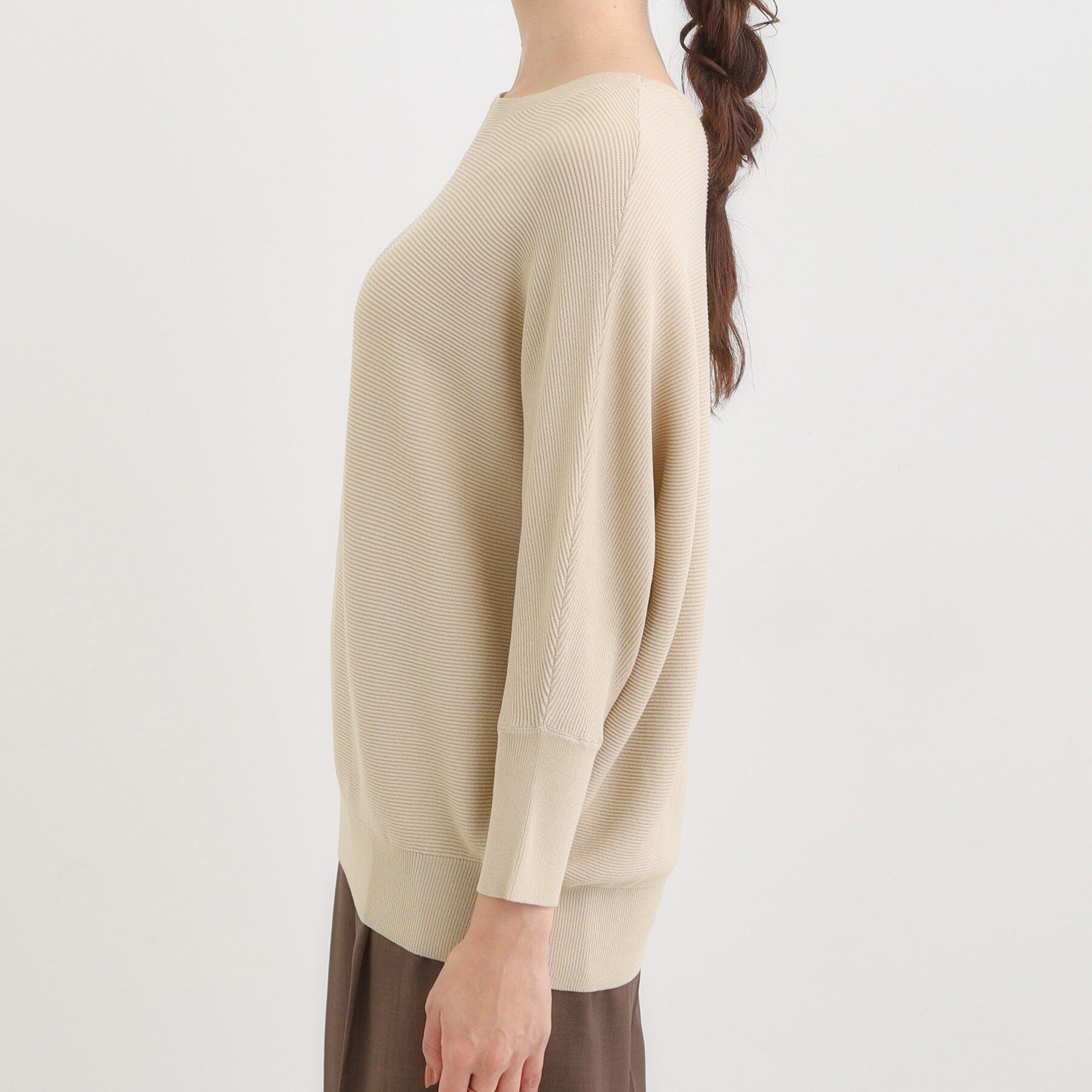 SHOO･LA･RUE「【洗える/毛玉になりにくい/UV】 ガータードルマン 7分袖ニット」|ニット・セーター|