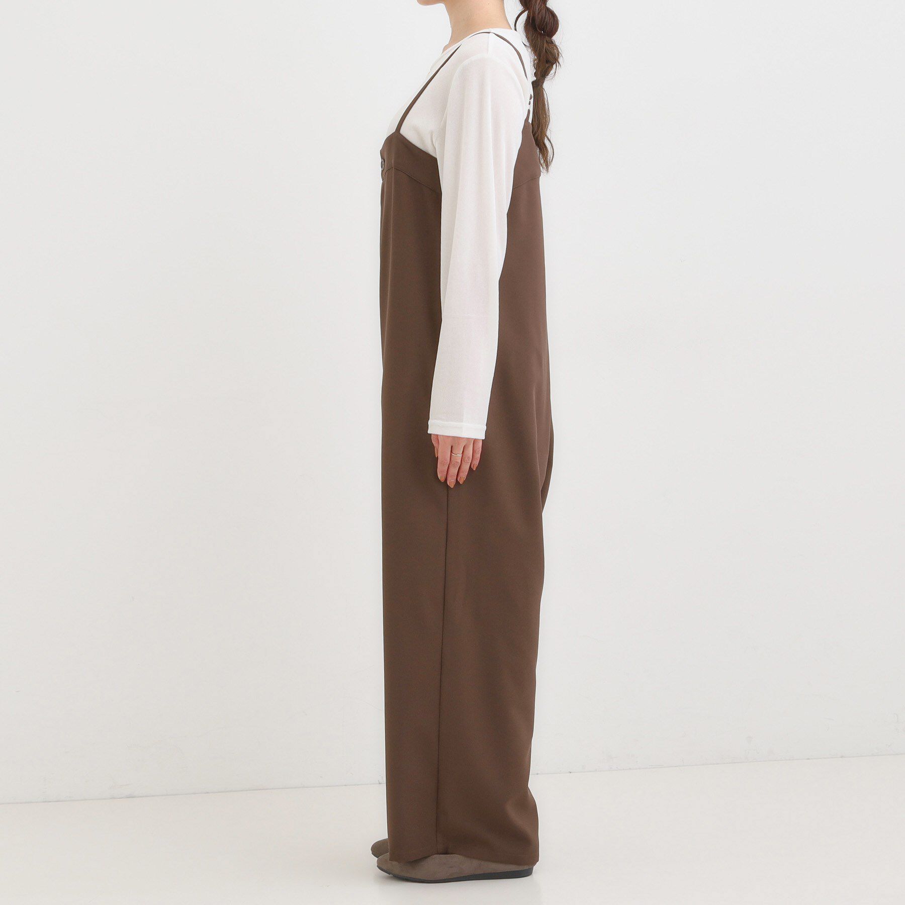 SHOO･LA･RUE「【S-LL】大人カジュアルに ベアトップ風 キャミサロペット」|オールインワン|