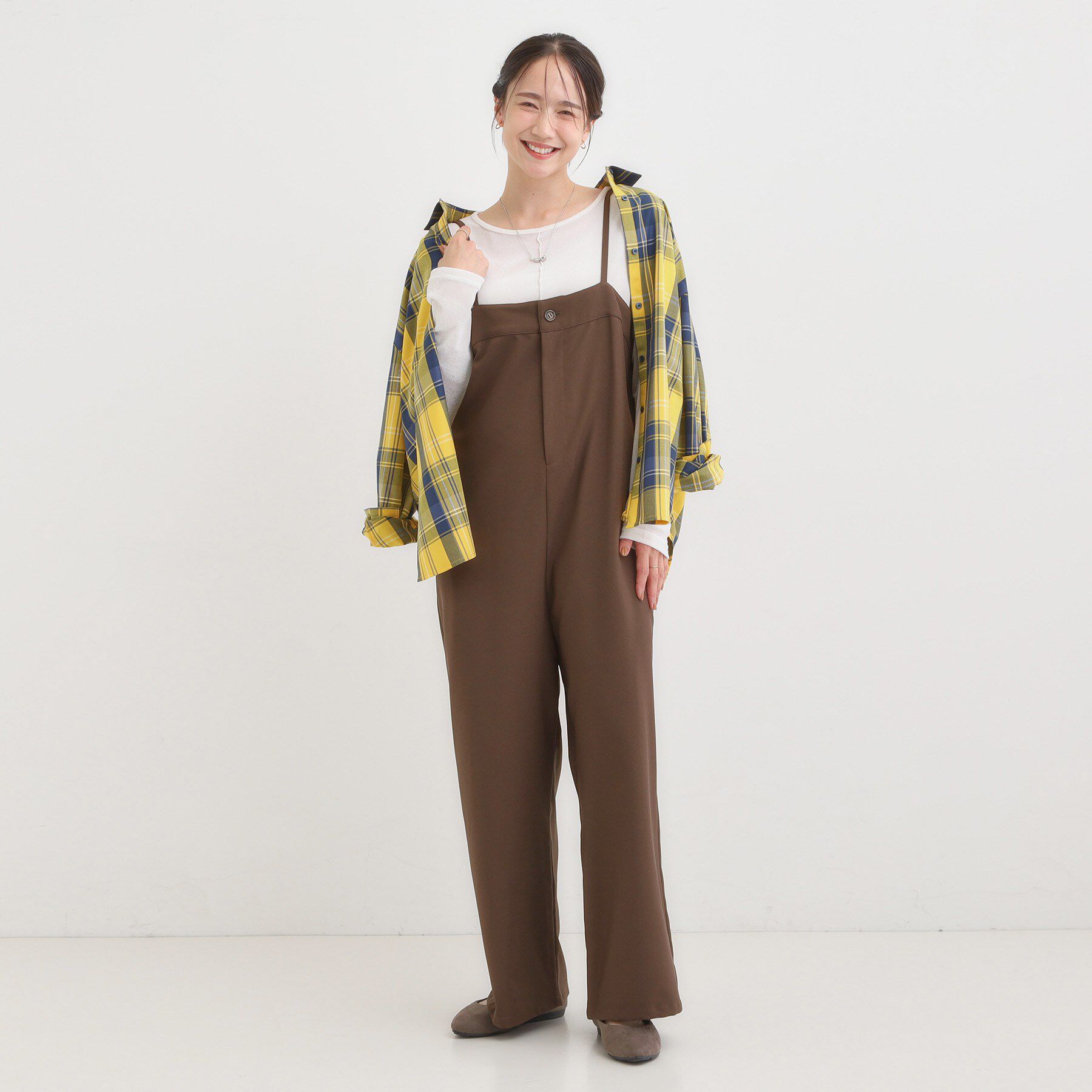 SHOO･LA･RUE「【S-LL】大人カジュアルに ベアトップ風 キャミサロペット」|オールインワン|