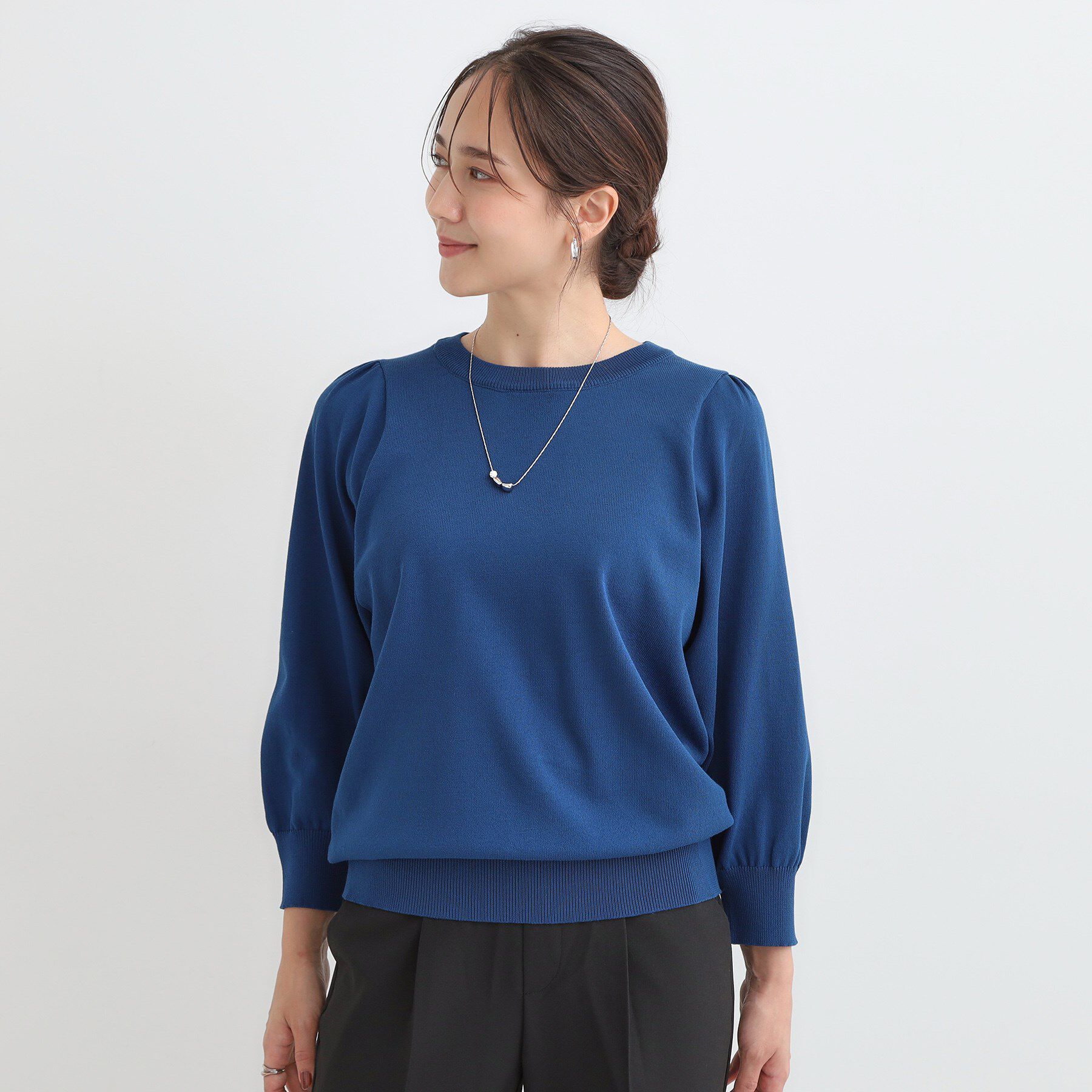 SHOO･LA･RUE「【洗濯機可/S-LL/アンサンブル可】8分袖で手元を華奢に魅せる さらっとタッチニット」|ニット・セーター|