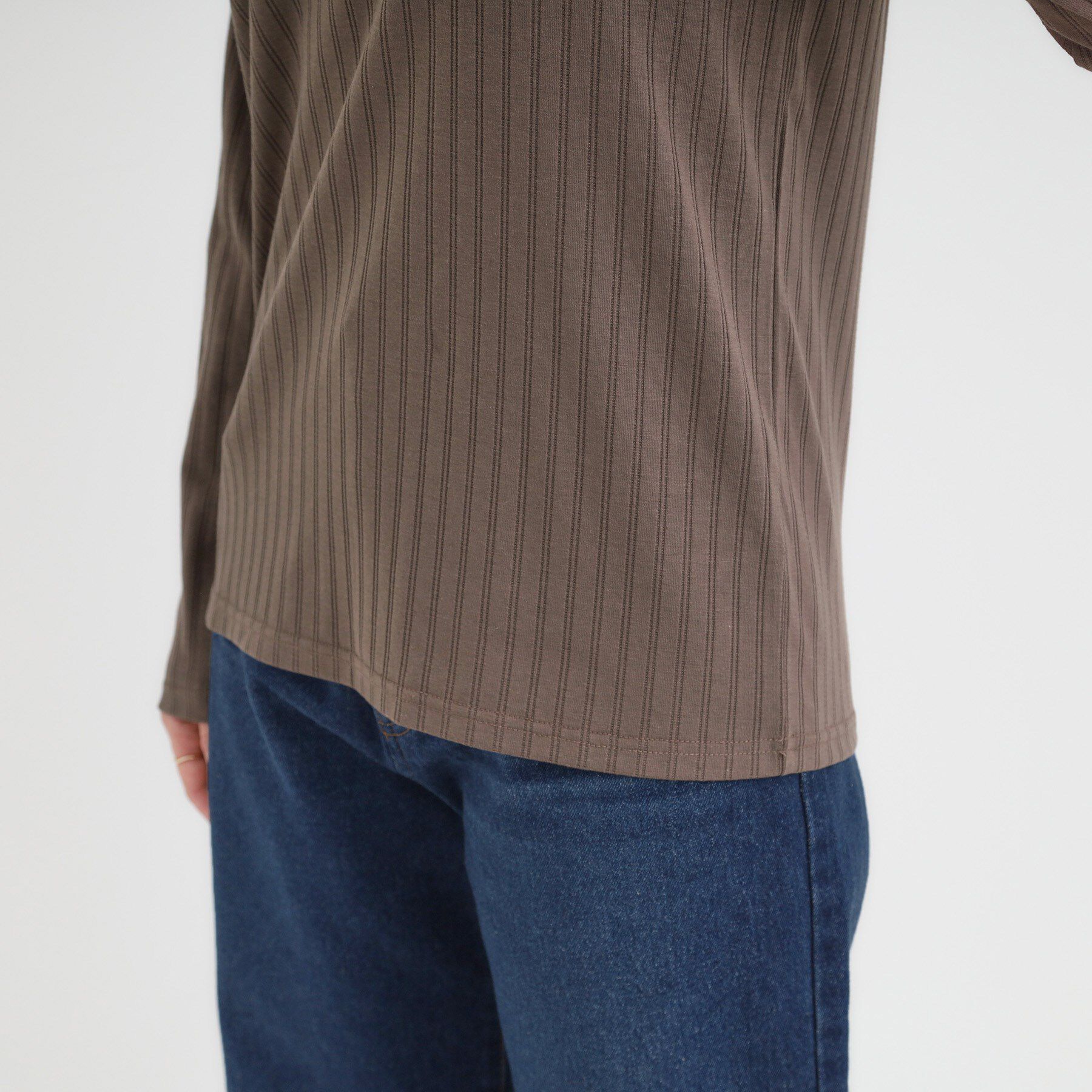 SHOO･LA･RUE「【S-LL】1枚でも、重ね着にも ワイドテレコ クルーネックインナー」|Tシャツ・カットソー|