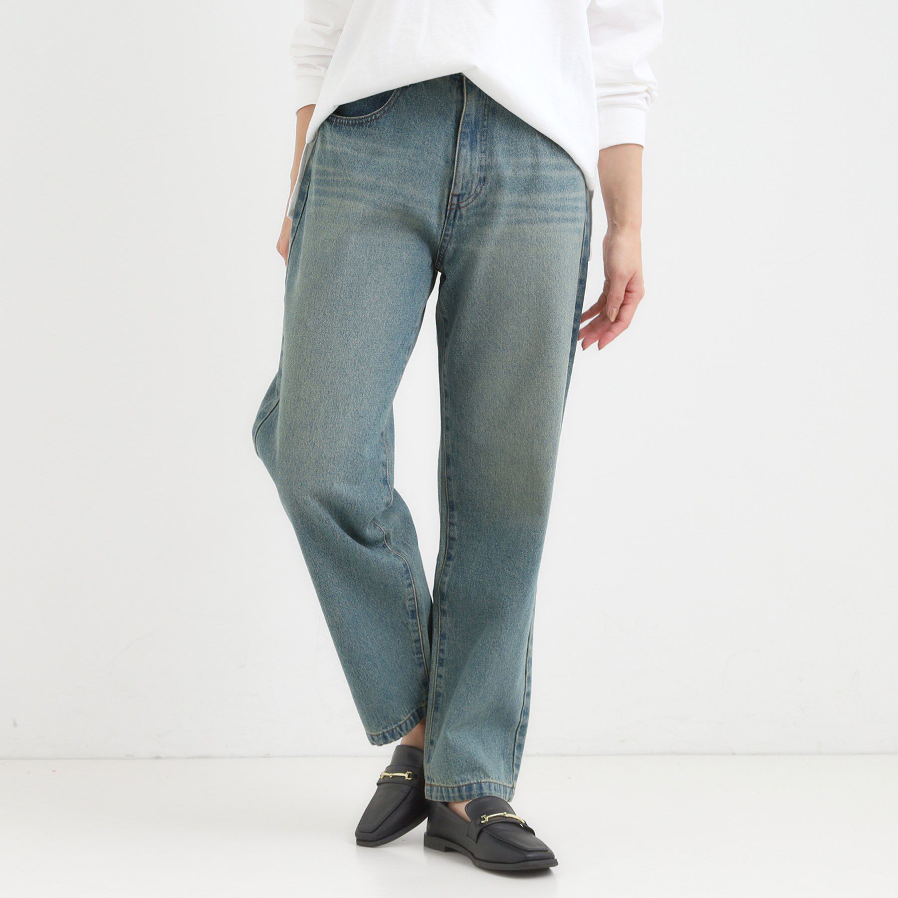 SHOO･LA･RUE「【S-LL】大人カジュアルに 柔らかデニムテーパードパンツ」|デニム|