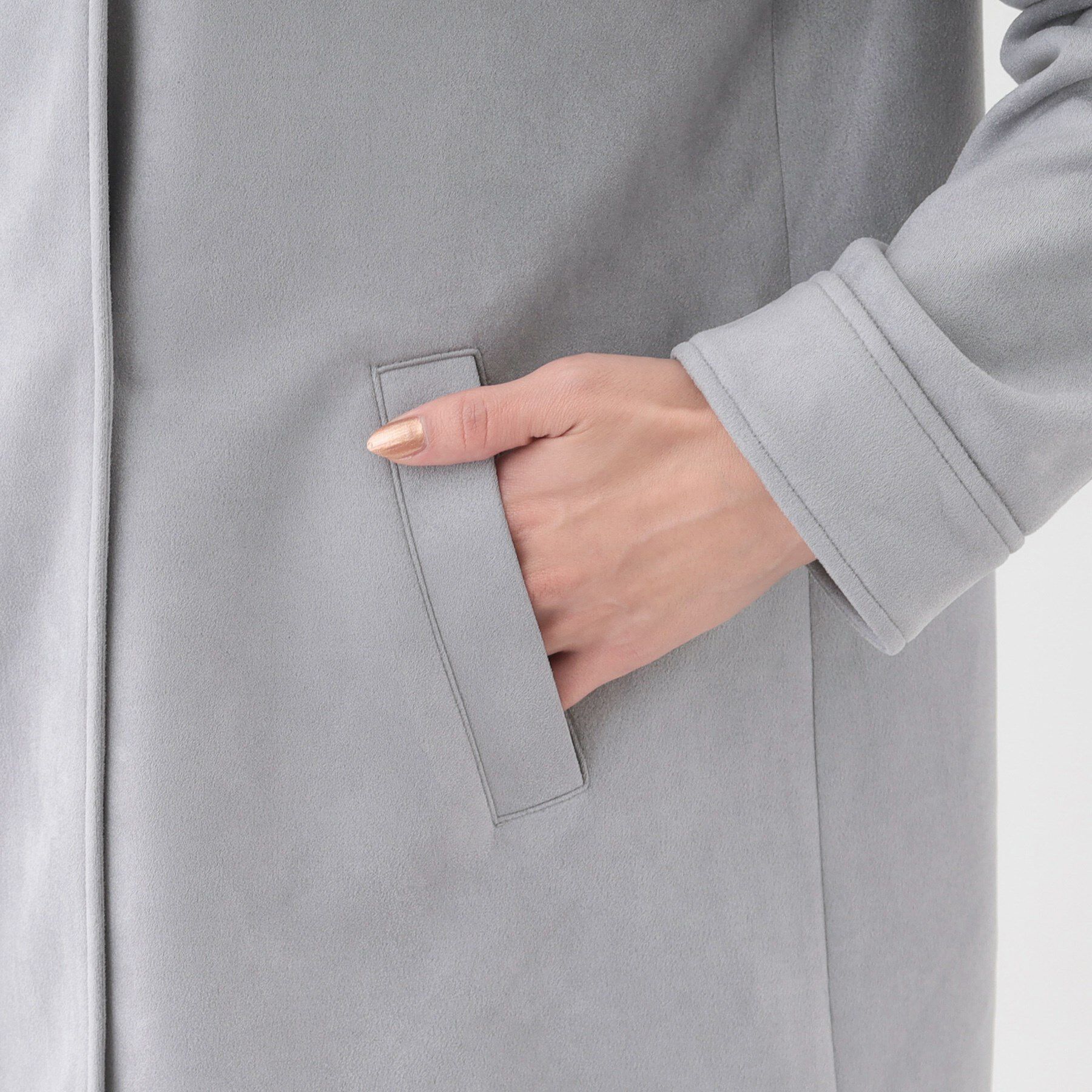 SHOO･LA･RUE「【S-LL】上品さを纏う やわらかフェイクスエード ミドル丈ブルゾン」|ブルゾン・スタジャン|