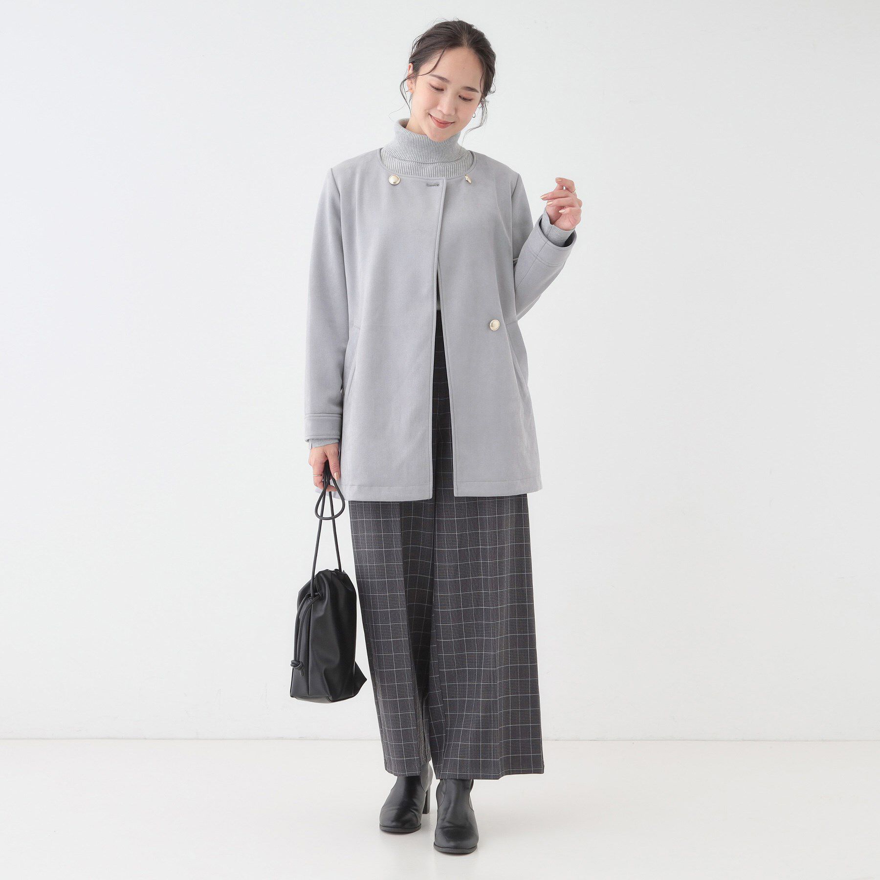 SHOO･LA･RUE「【S-LL】上品さを纏う やわらかフェイクスエード ミドル丈ブルゾン」|ブルゾン・スタジャン|