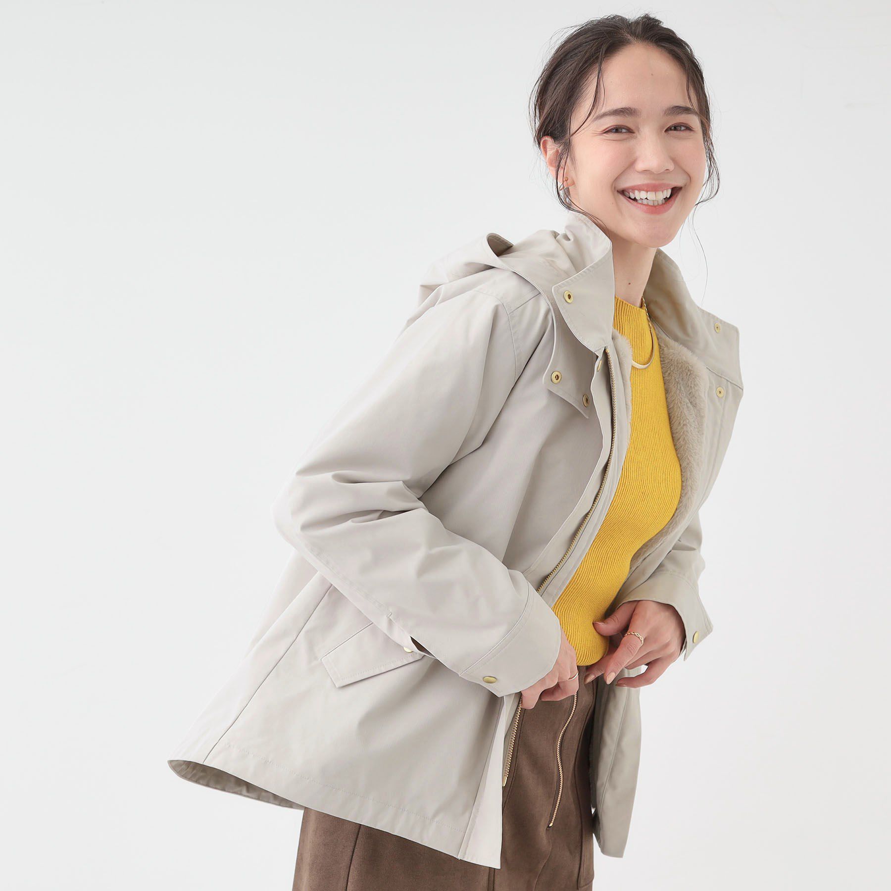 SHOO･LA･RUE「【撥水/マルチWAY】フェイクファーライナー付き 欲張りマンパ」|ブルゾン・スタジャン|ライトベージュ(05