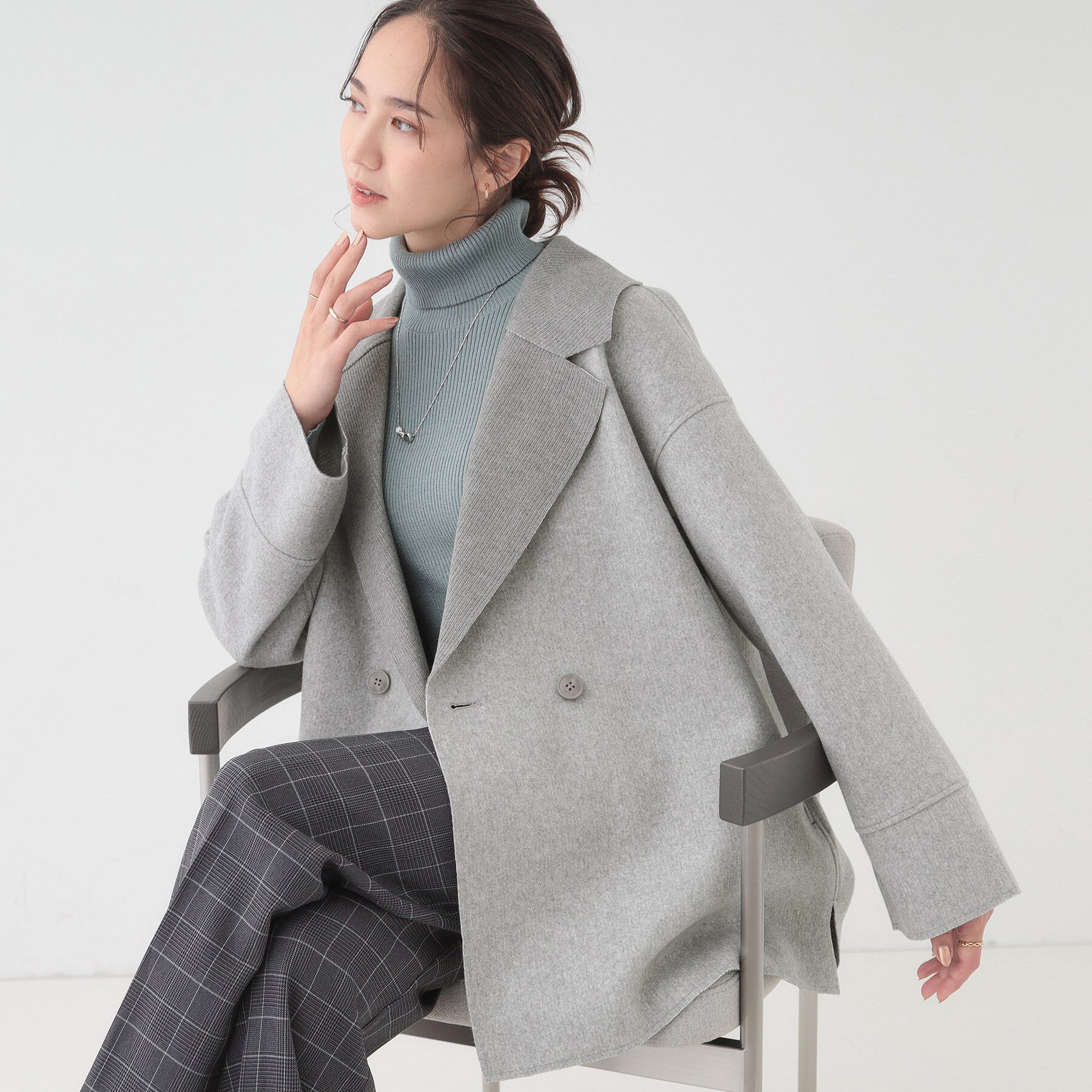 SHOO･LA･RUE「【S-LL】大人のこなれ感 テーラード風コート」|テーラードジャケット|グレー(012)