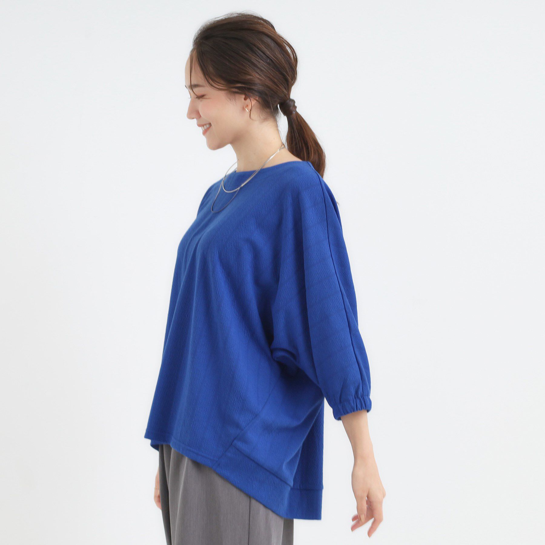 SHOO･LA･RUE「【S-LL/7分袖】さらっとしたタッチ ゆるシルエットが心地よいドルマントップス」|Tシャツ・カットソー|