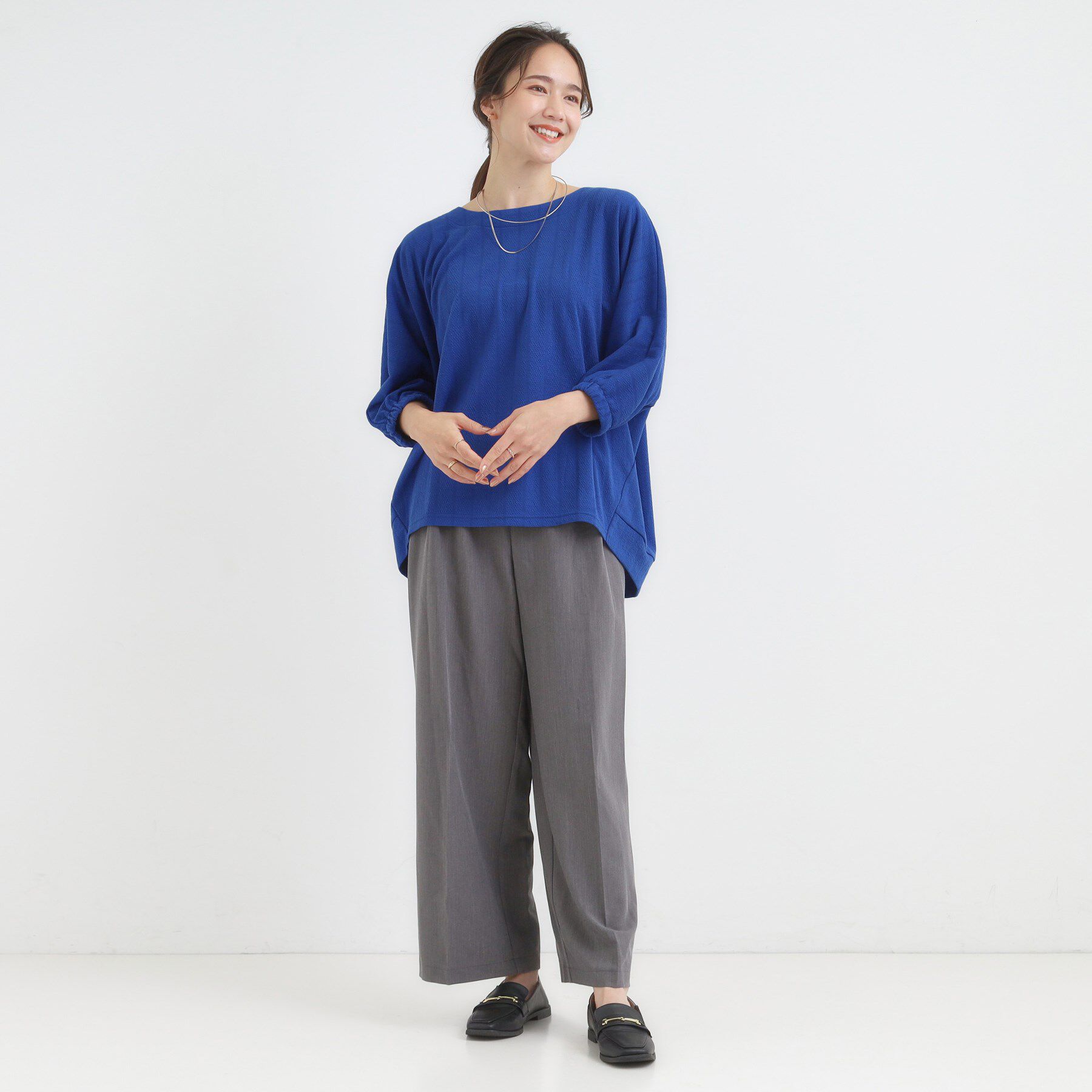 SHOO･LA･RUE「【S-LL/7分袖】さらっとしたタッチ ゆるシルエットが心地よいドルマントップス」|Tシャツ・カットソー|