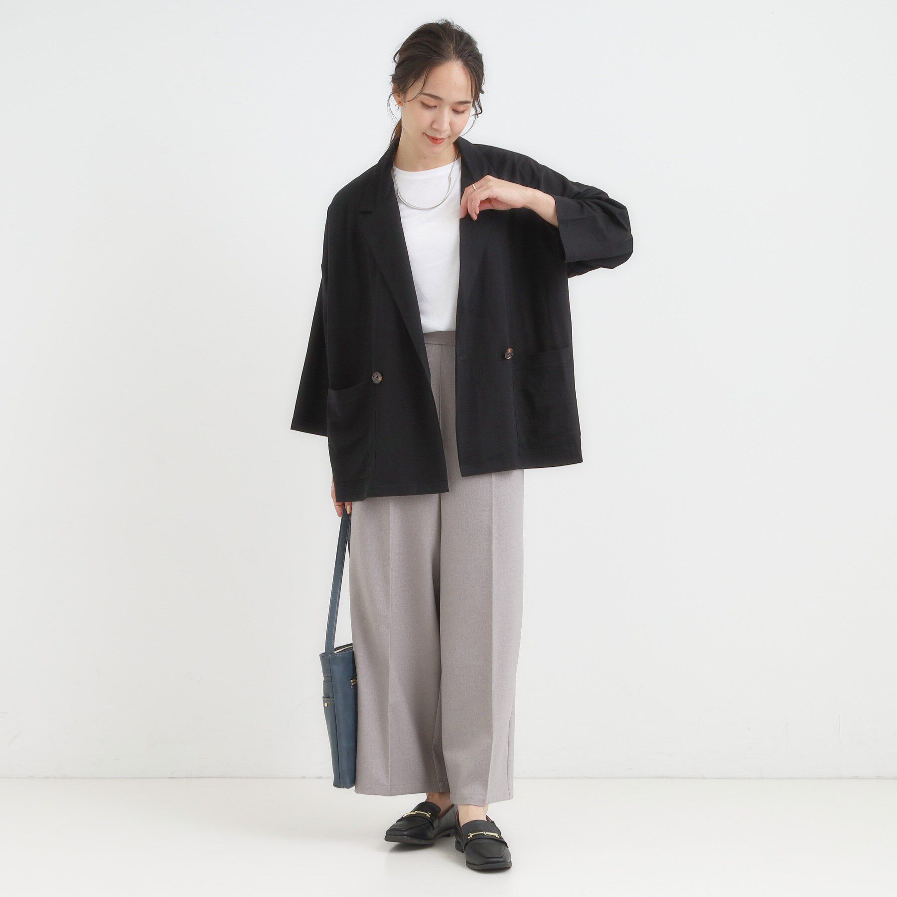 SHOO･LA･RUE「【S-LL/ひんやり】さらっとしたタッチが心地よい ダブルブレストジャケット」|テーラードジャケット|