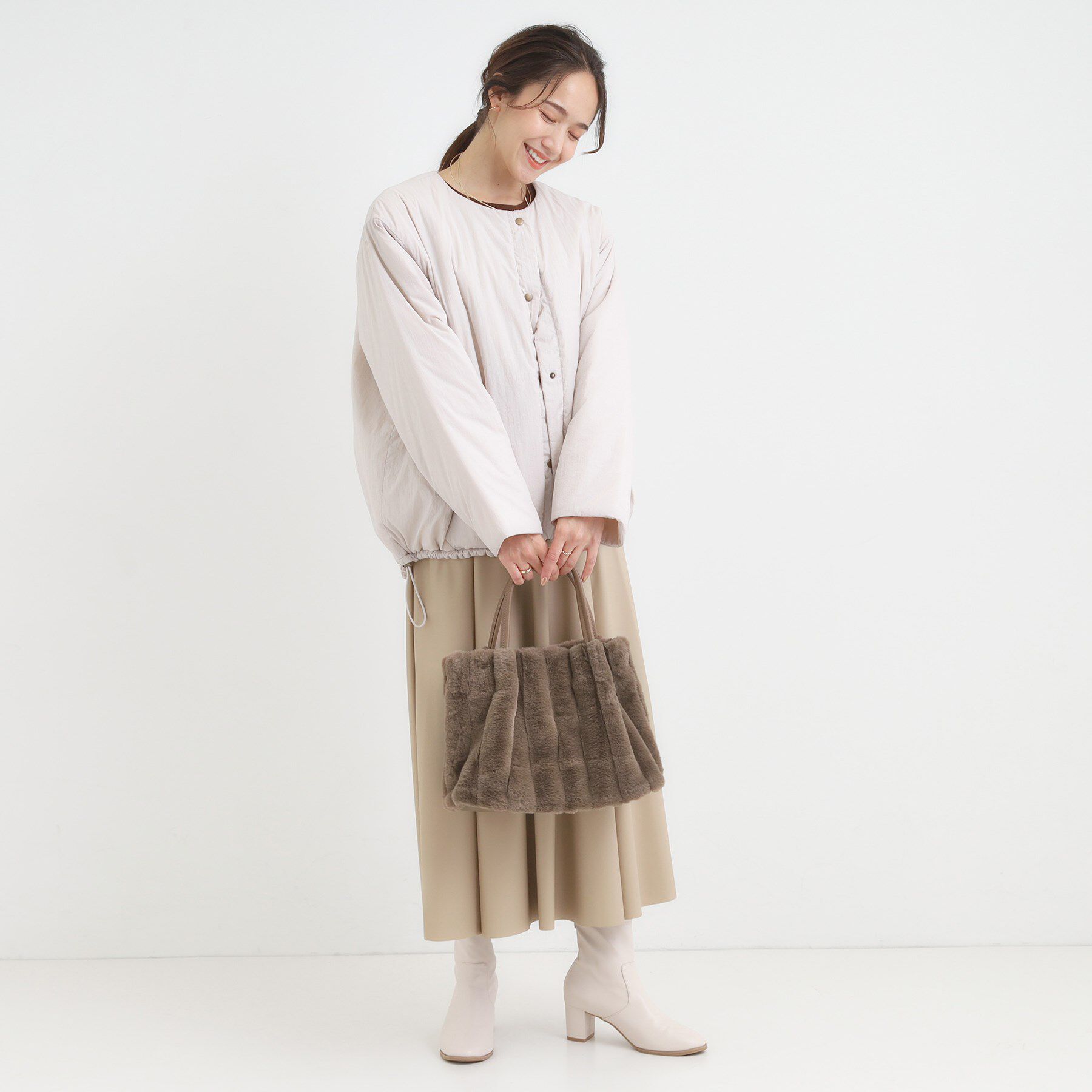 SHOO･LA･RUE「【高レビュー/2WAY】きれい見えで上品な ストライプファートートバッグ」|トートバッグ|