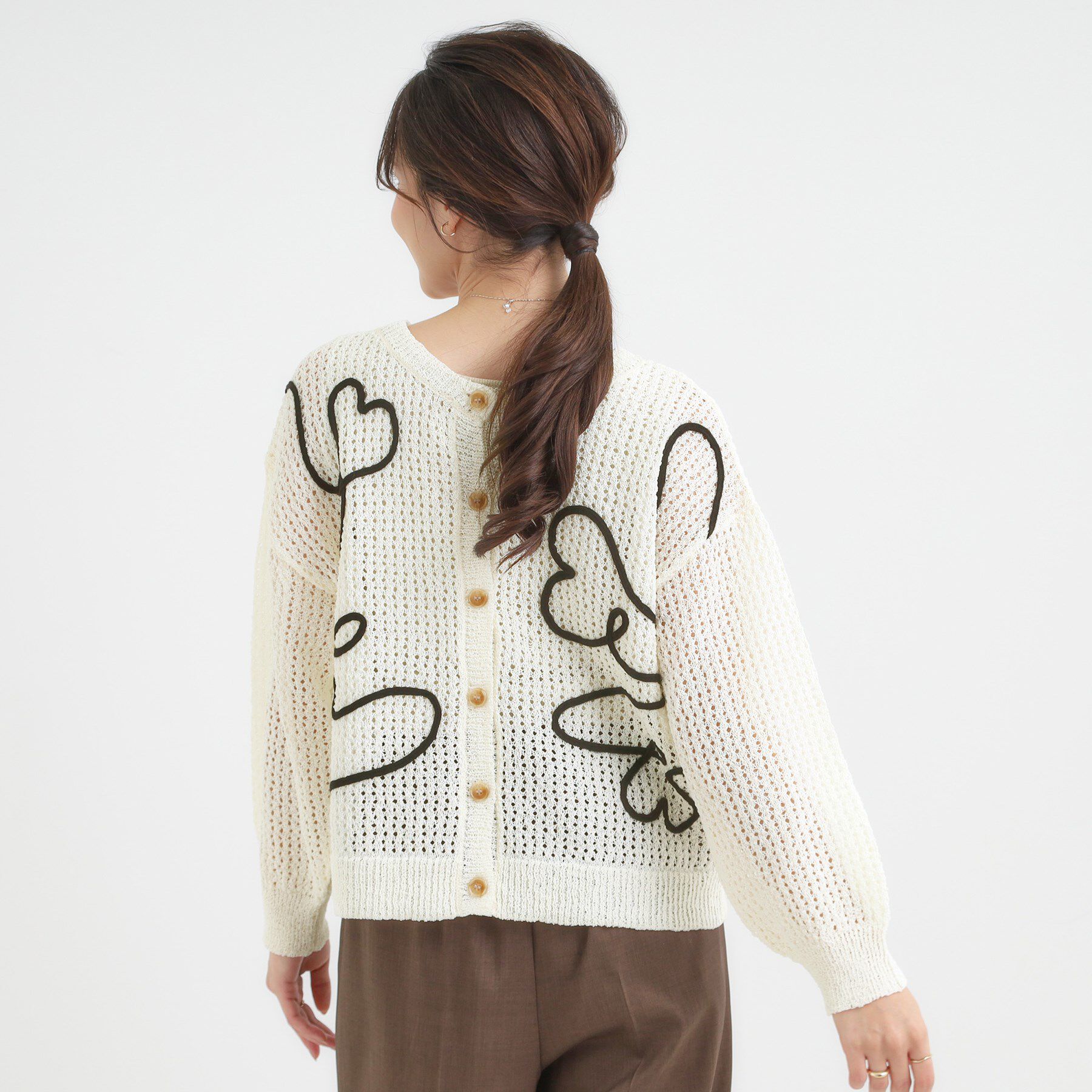 SHOO･LA･RUE「コード刺繍アソートメッシュカーディガン」|カーディガン|