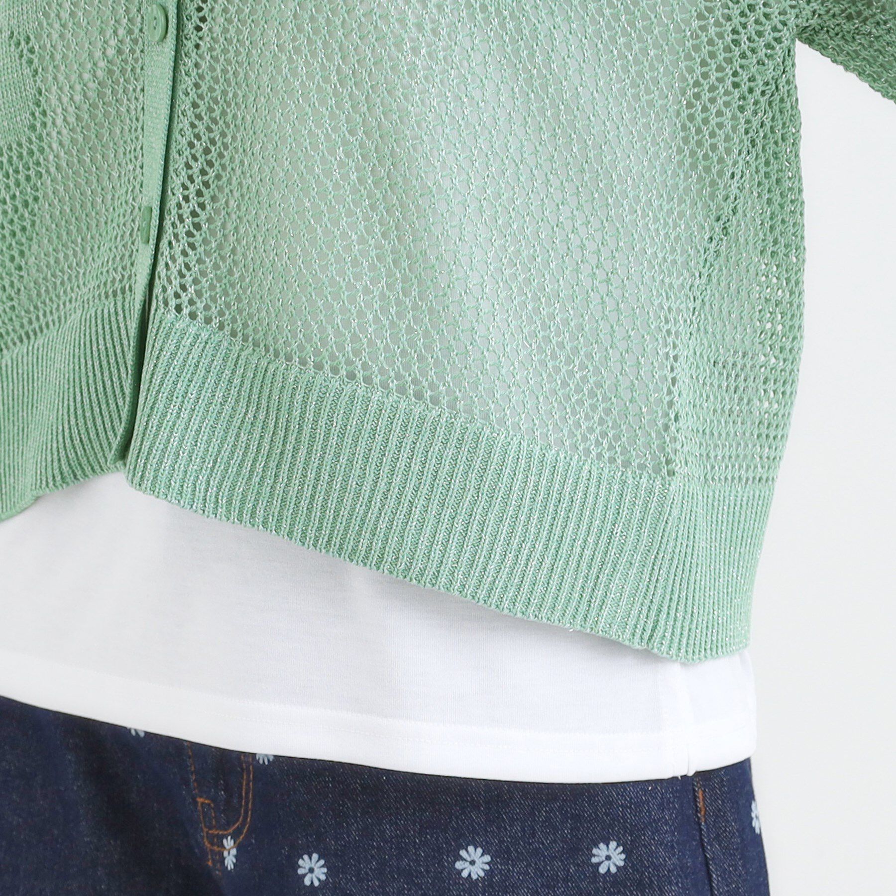 SHOO･LA･RUE「【2点セット】ラメメッシュニットカーディガン＋ロンTセット」|カーディガン|