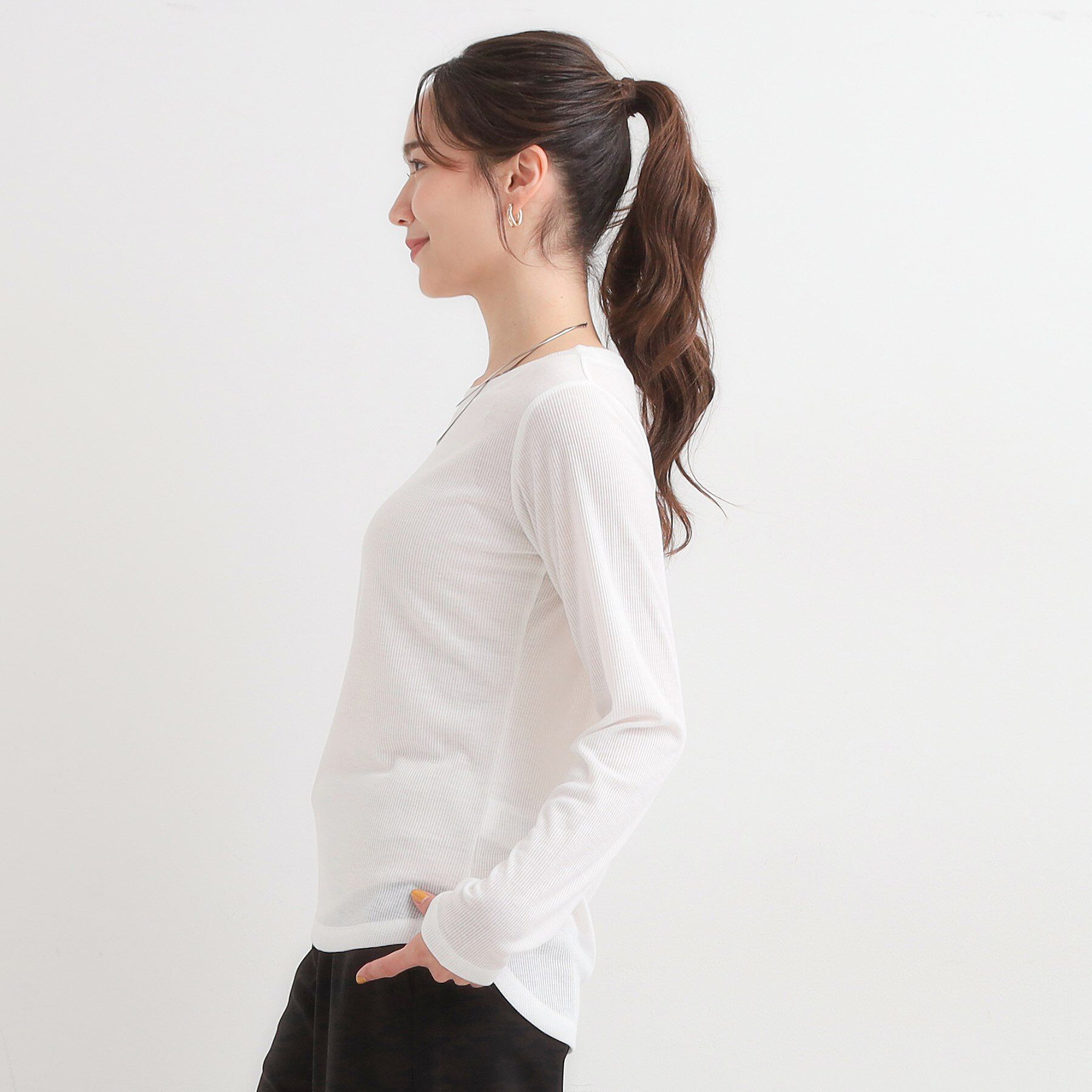 SHOO･LA･RUE「【洗濯機可/S-LL】毎日コーデに シアーテレコロンT」|Tシャツ・カットソー|