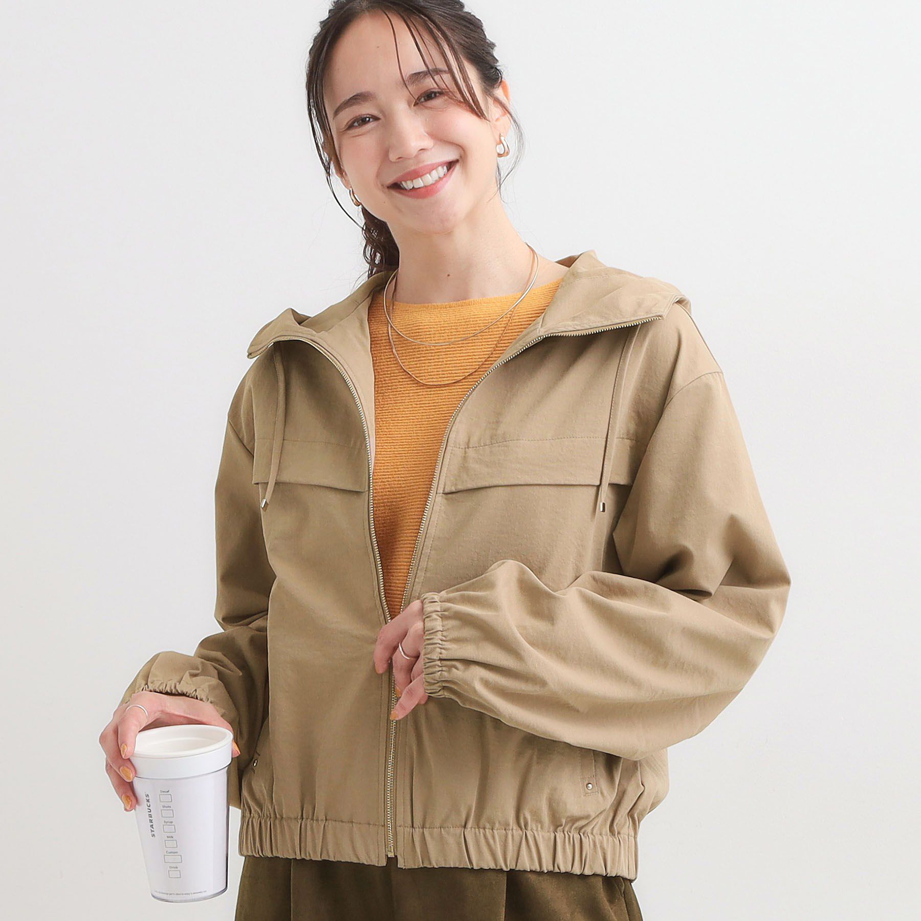 SHOO･LA･RUE「【S-LL】気楽にさらりと羽織れる　大人のフードブルゾン」|ブルゾン・スタジャン|キャメルブラウン(0