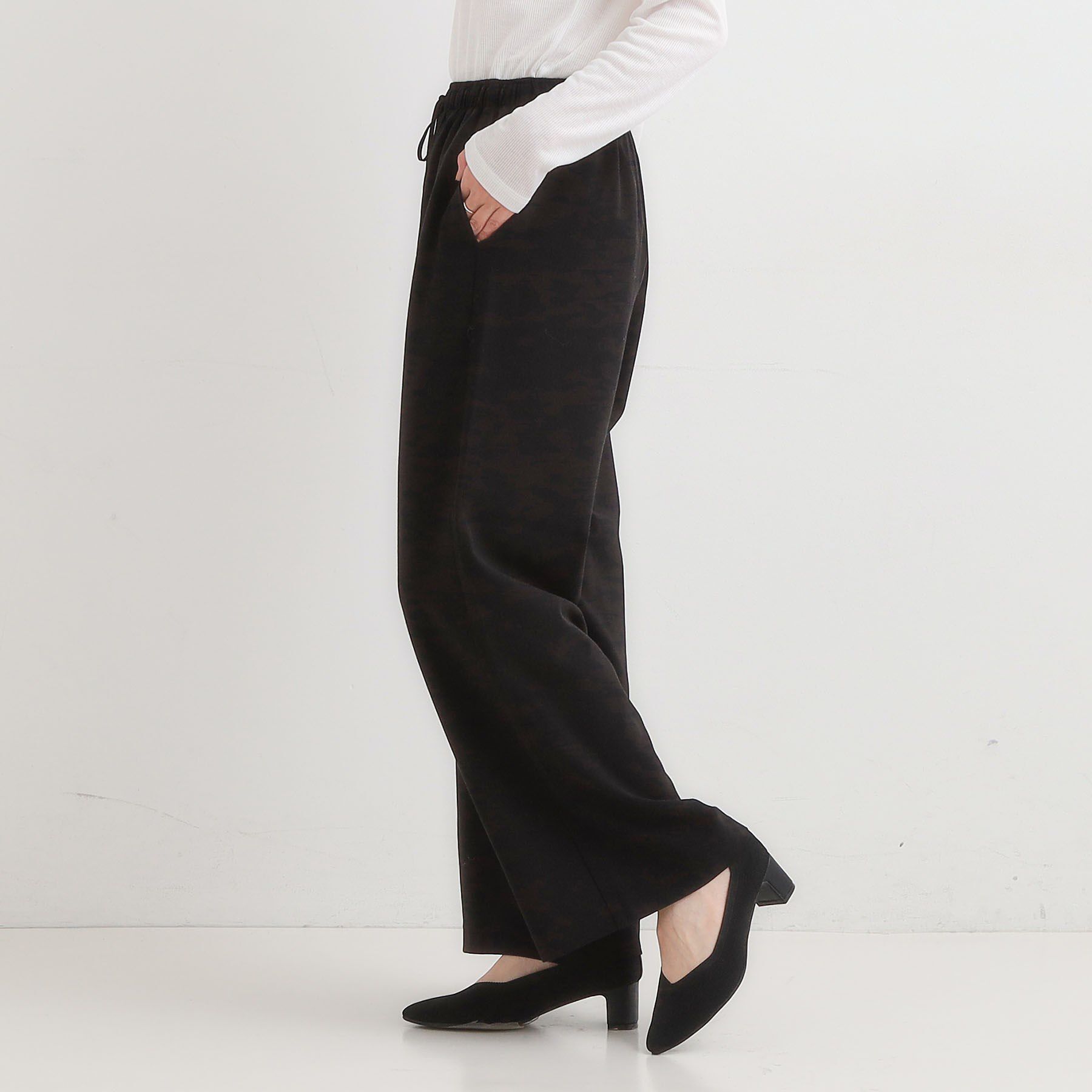 SHOO･LA･RUE「【S-LL/体型カバー】上品なとろみが魅力 イージーワイドパンツ」|その他|