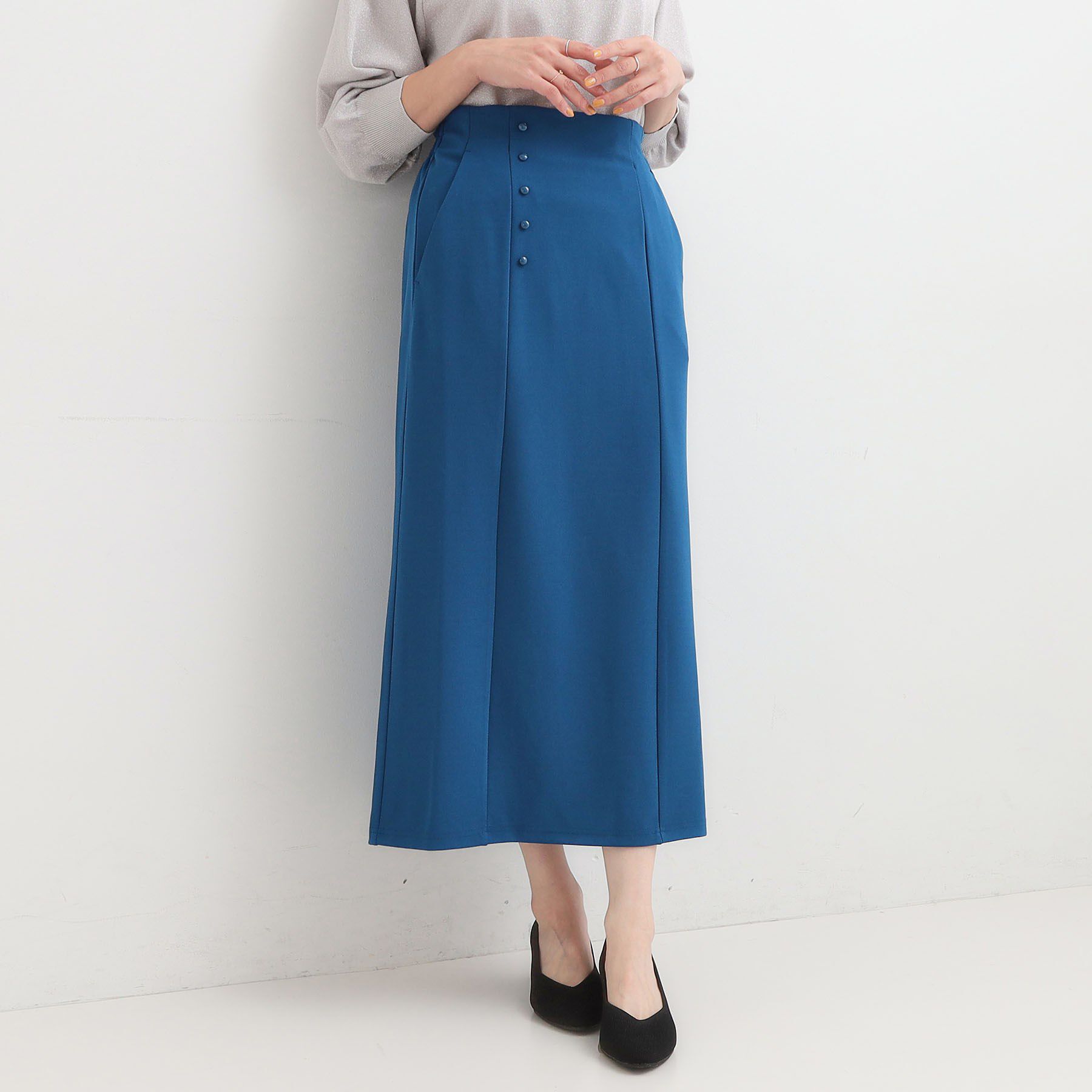SHOO･LA･RUE「【洗濯後しわになりにくい】ポケット付き ナロースカート」|スカート|ブルー(093)
