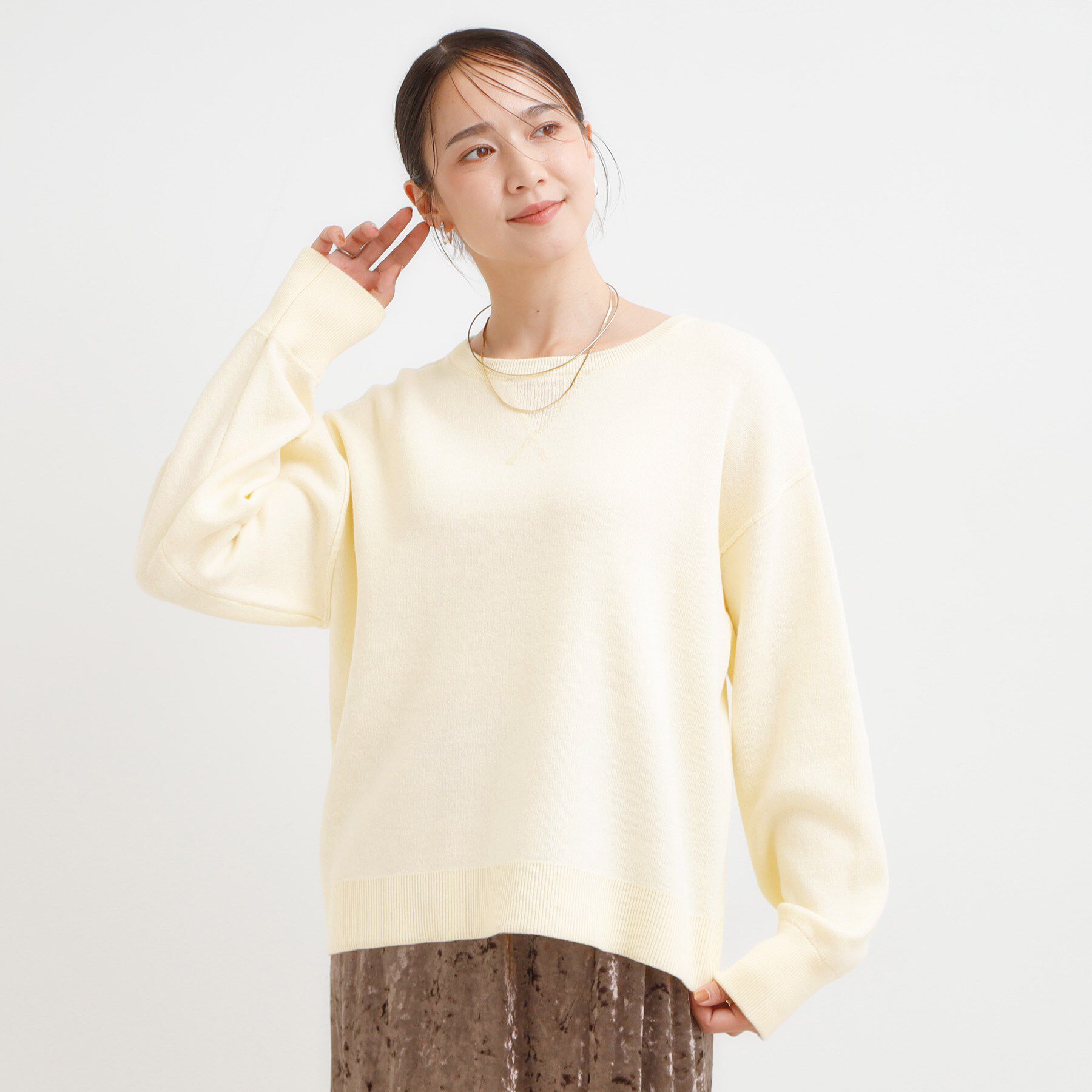 SHOO･LA･RUE「【洗濯機可/ちくちくしにくい】大人カジュアルを叶える スウェットライクニット」|ニット・セーター|