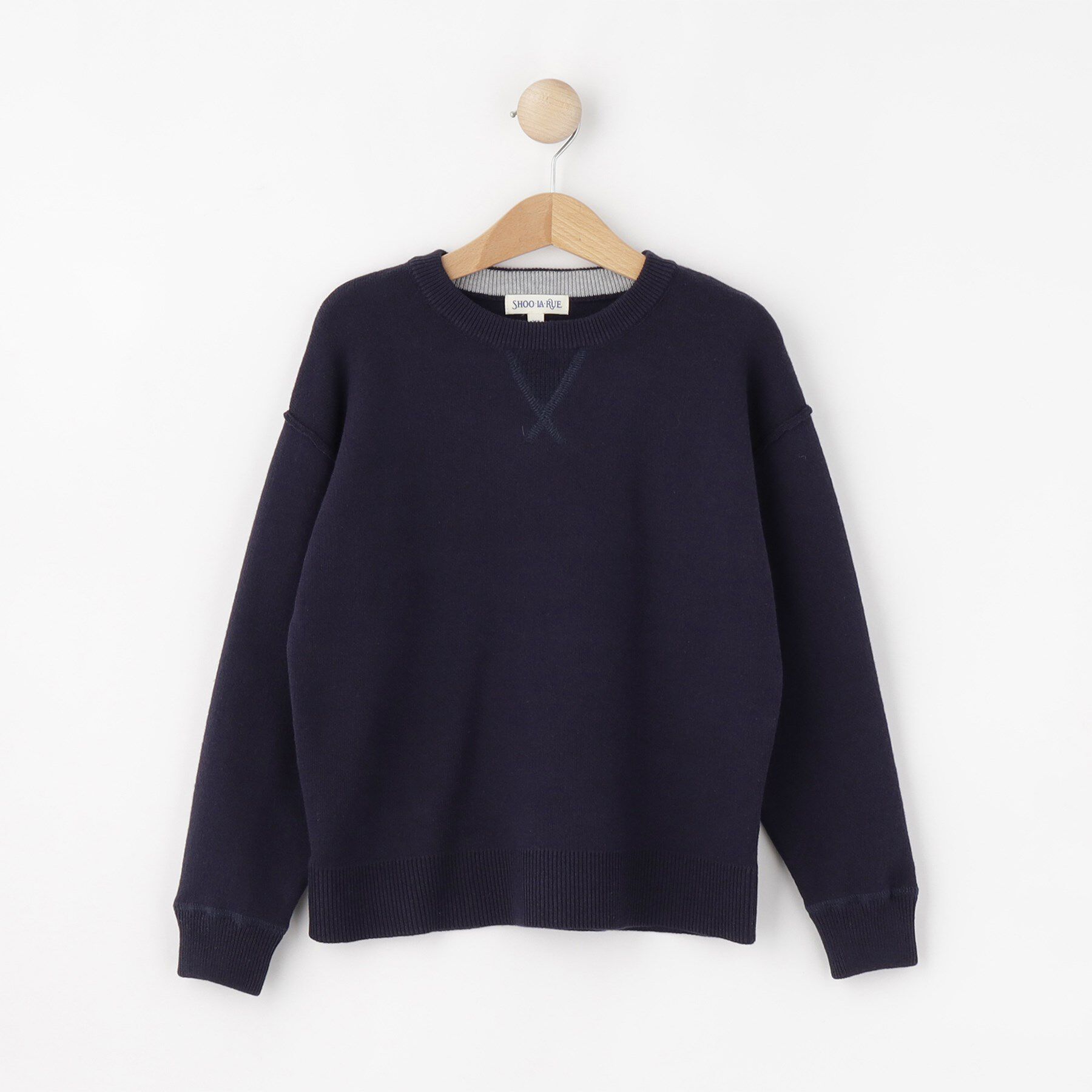 SHOO･LA･RUE「【100-150cm/リンク可】シンプルだから使いやすい カラーニット」|ニット・セーター|ネイビー(094)