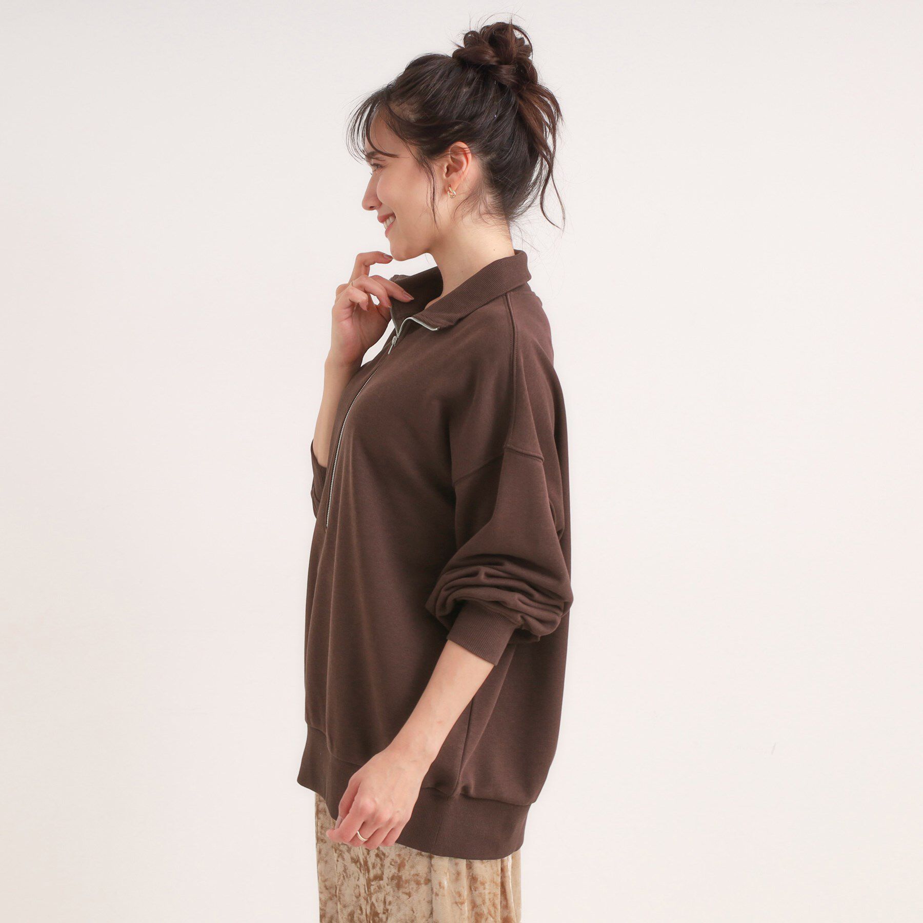 SHOO･LA･RUE「8色の選べる楽しさ ハーフジップ オーバーサイズスウェット」|パーカー|