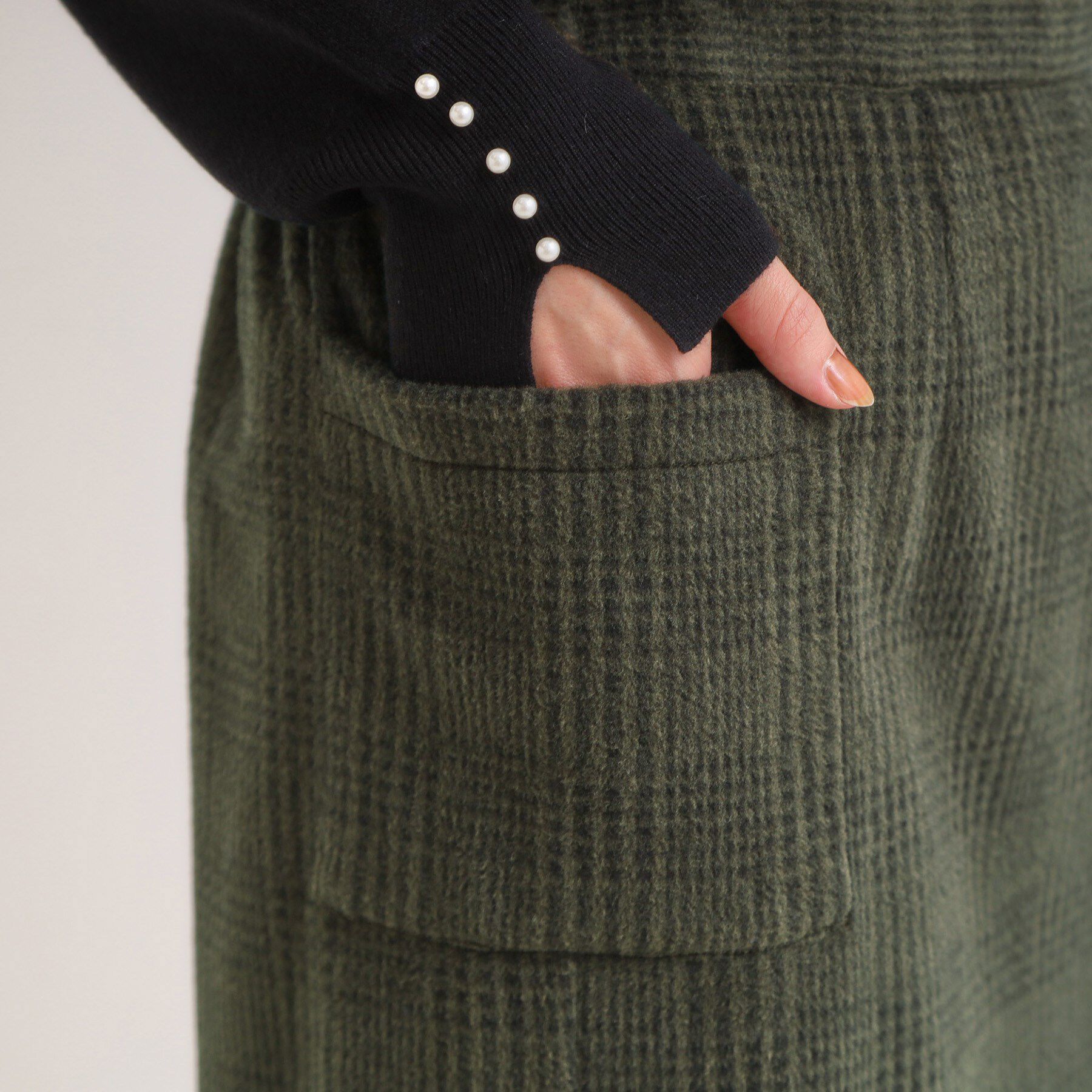 SHOO･LA･RUE「【S-LL/あったか】大人レディな着こなしに シャギーチェックスカート」|スカート|